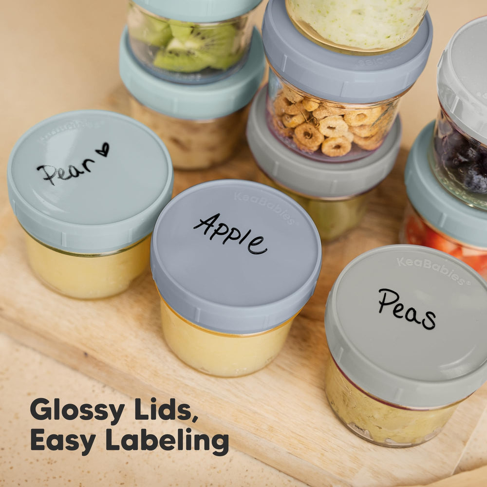 KeaBabies freezer-safe jars preserve portions for future meals.