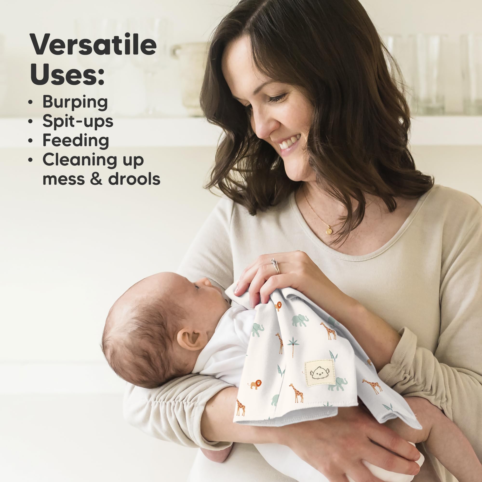 KeaBabies gender-neutral burp cloths suit any nursery theme.