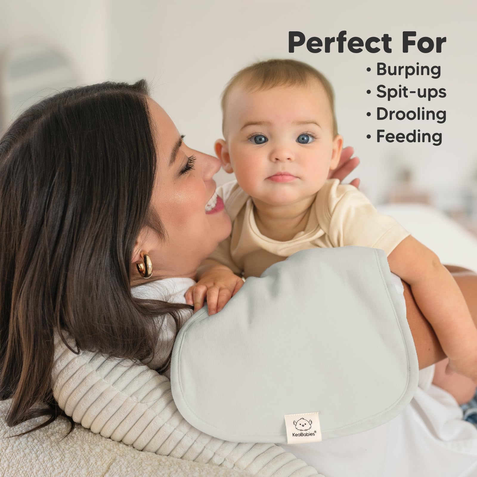 KeaBabies gender-neutral burp cloths pair with any outfit for tidiness.