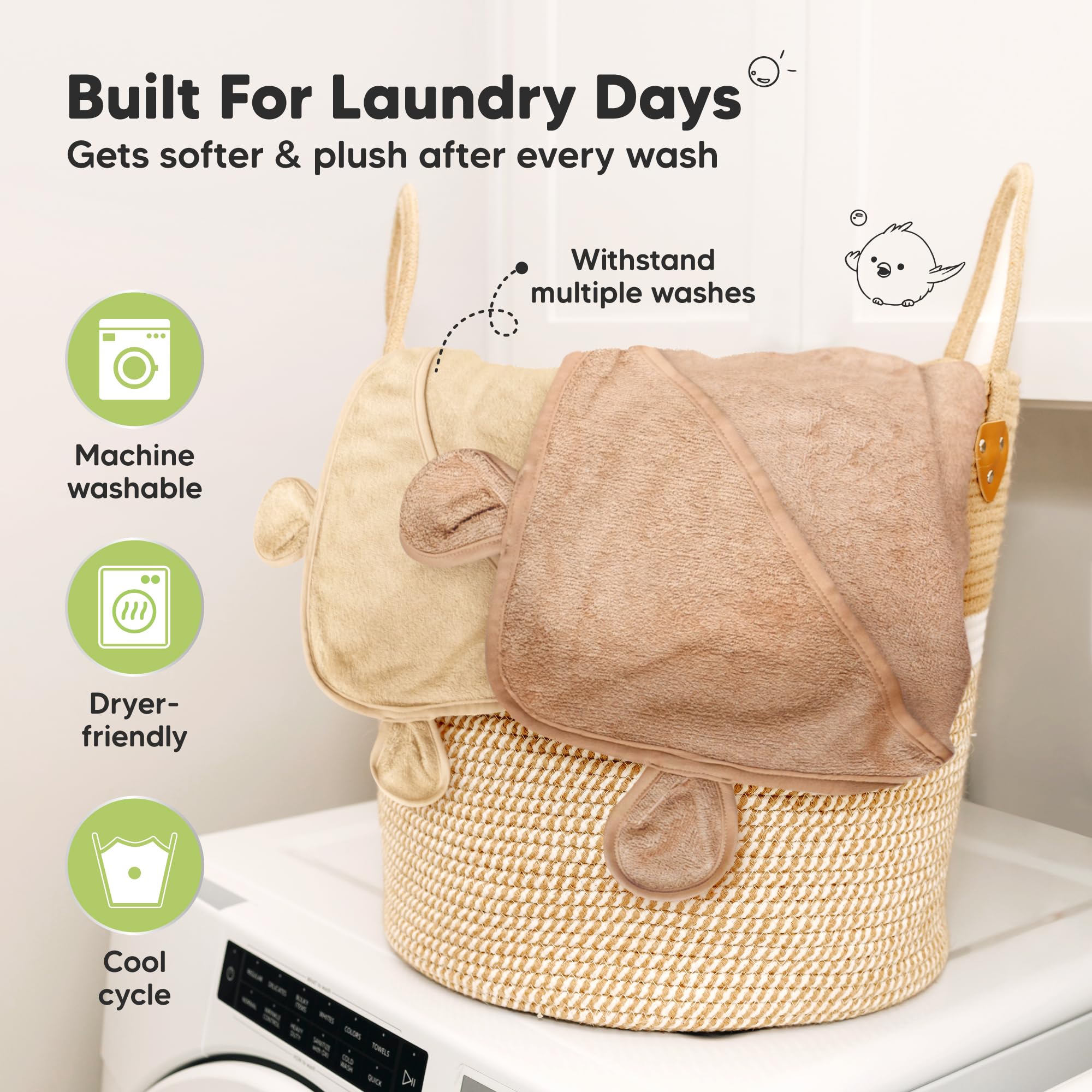 KeaBabies gender-neutral towel design suits boys and girls with cute bear ears
