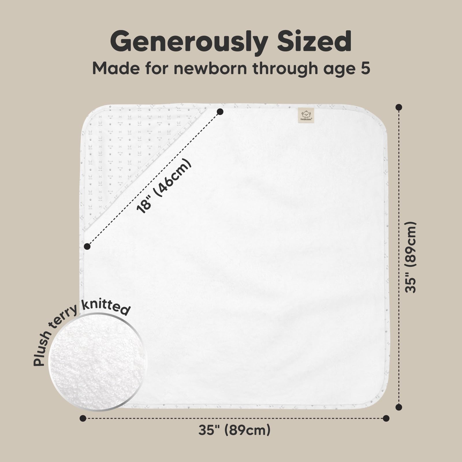KeaBabies gentle on sensitive skin towel for delicate babies.