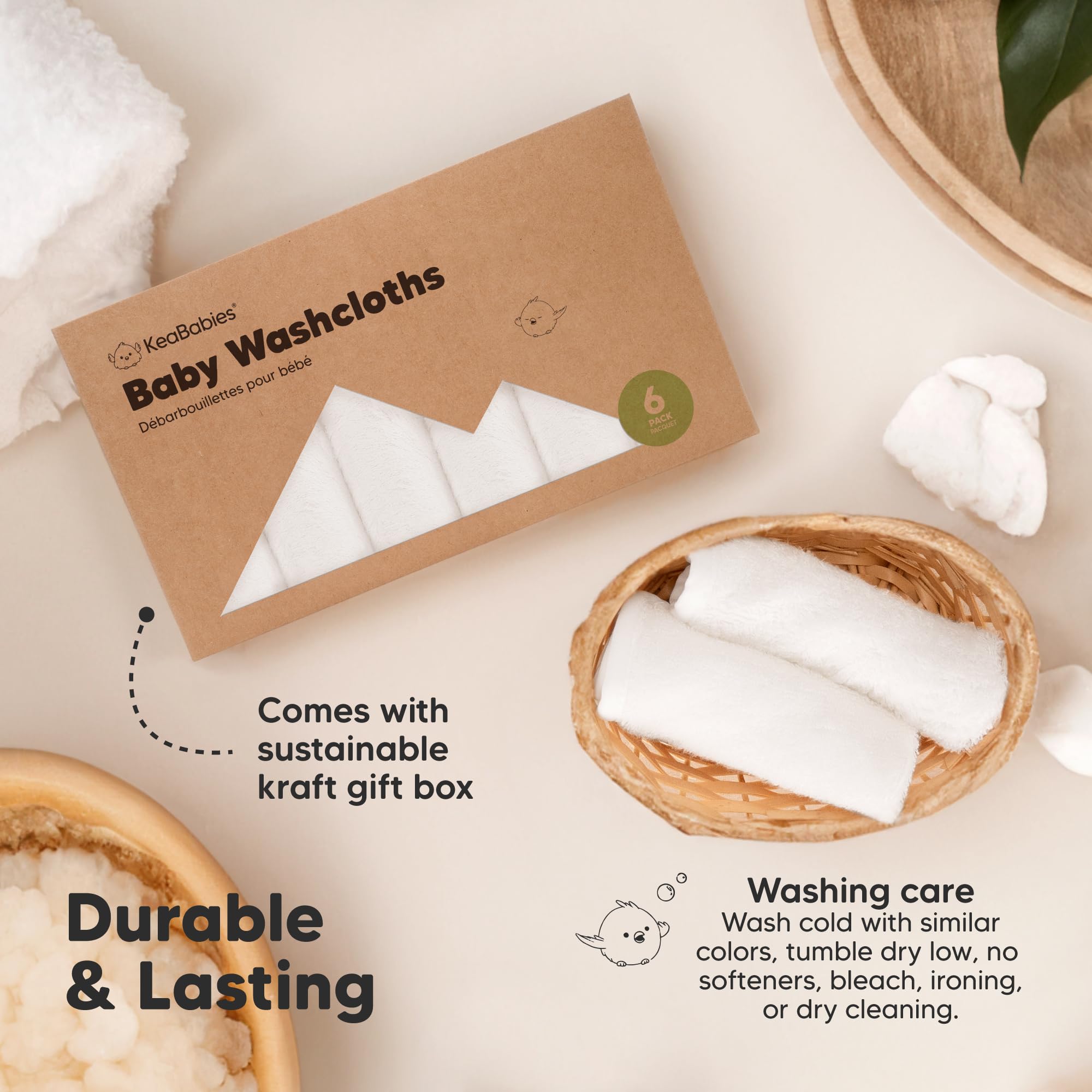 KeaBabies gentle-skin washcloths promote a soothing bath experience.