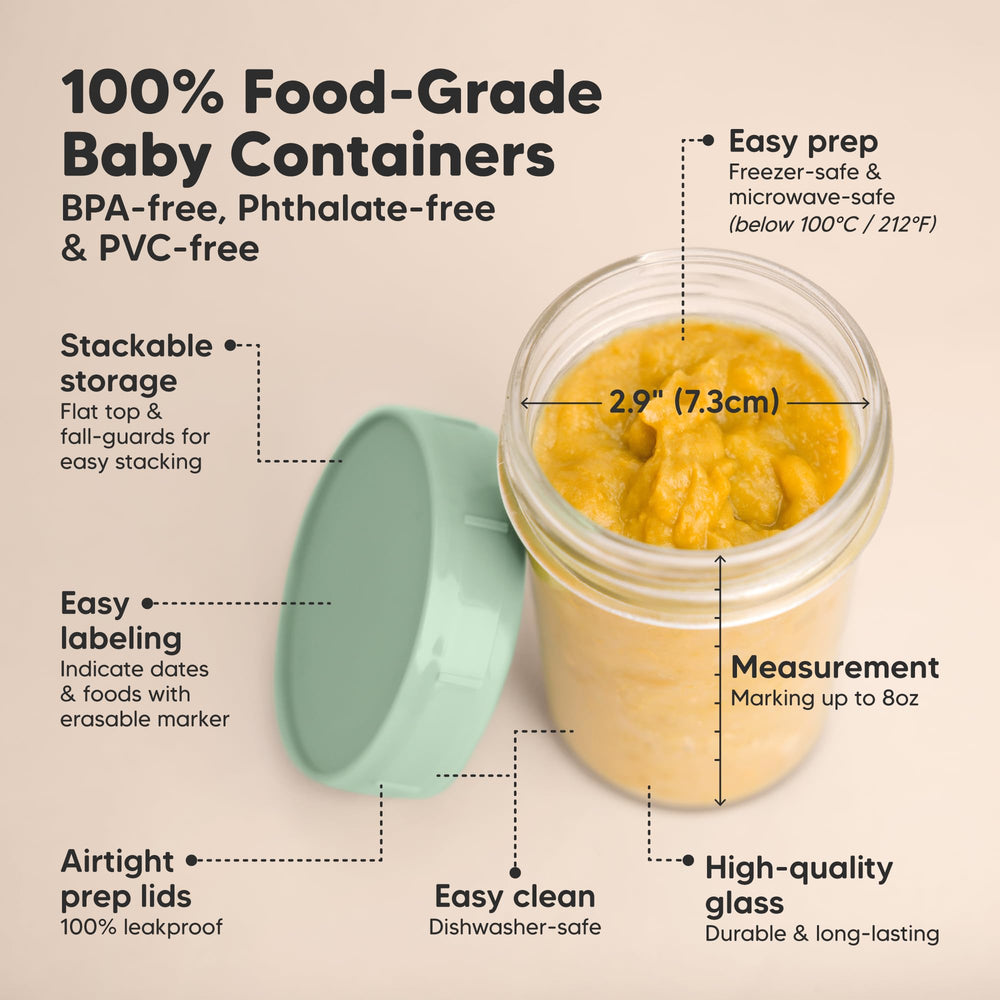 KeaBabies glass jar with airtight seal keeps homemade foods fresh