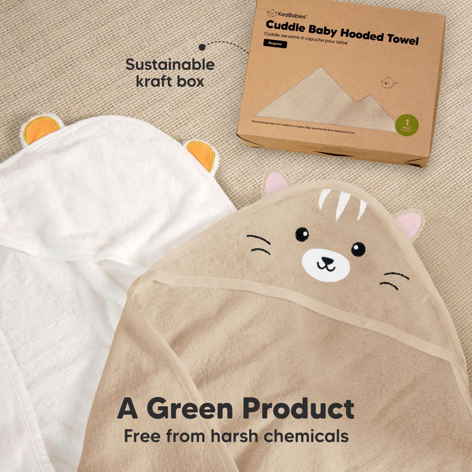 KeaBabies towel grows with child from newborn to toddler