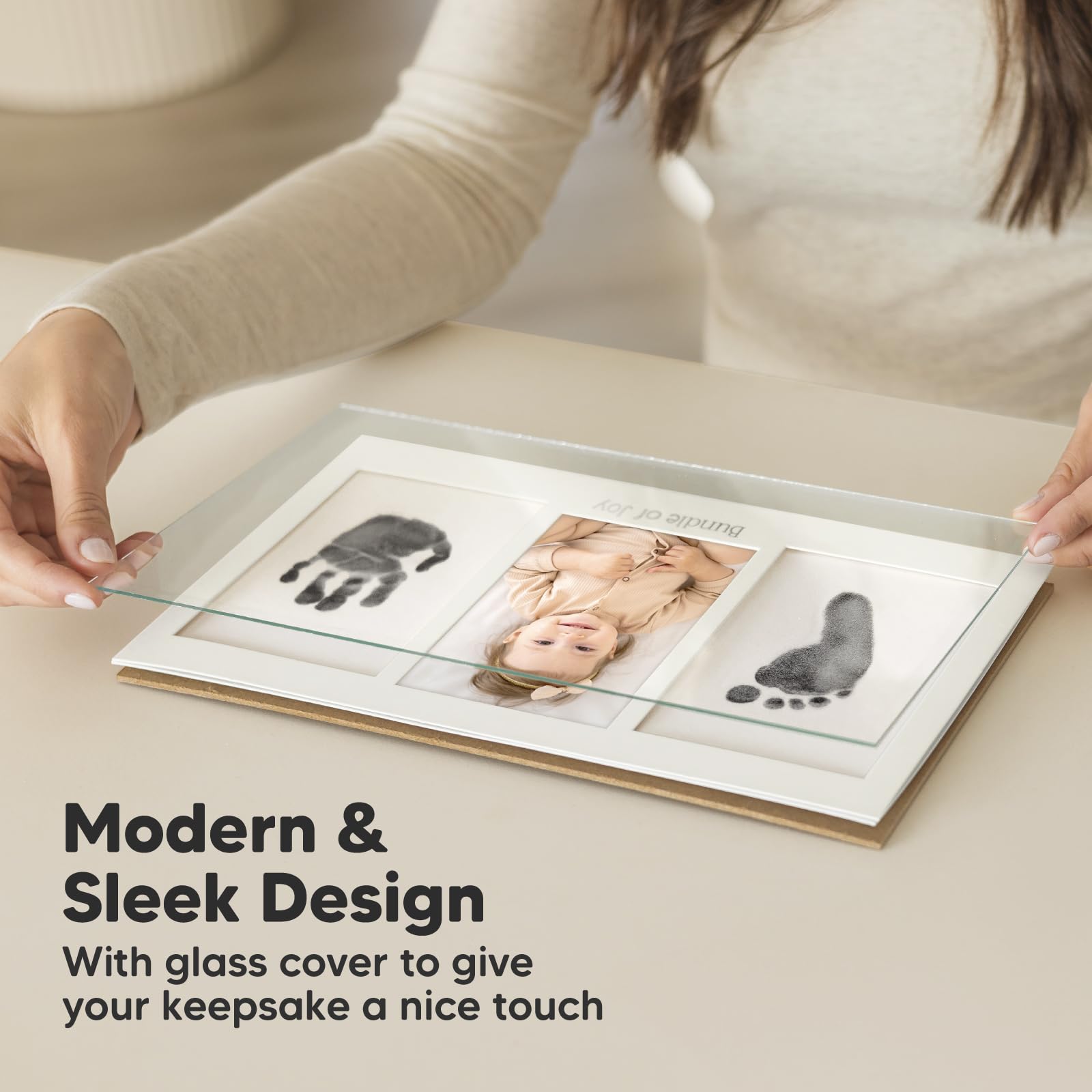KeaBabies gunmetal gray frame display highlighting a protected keepsake