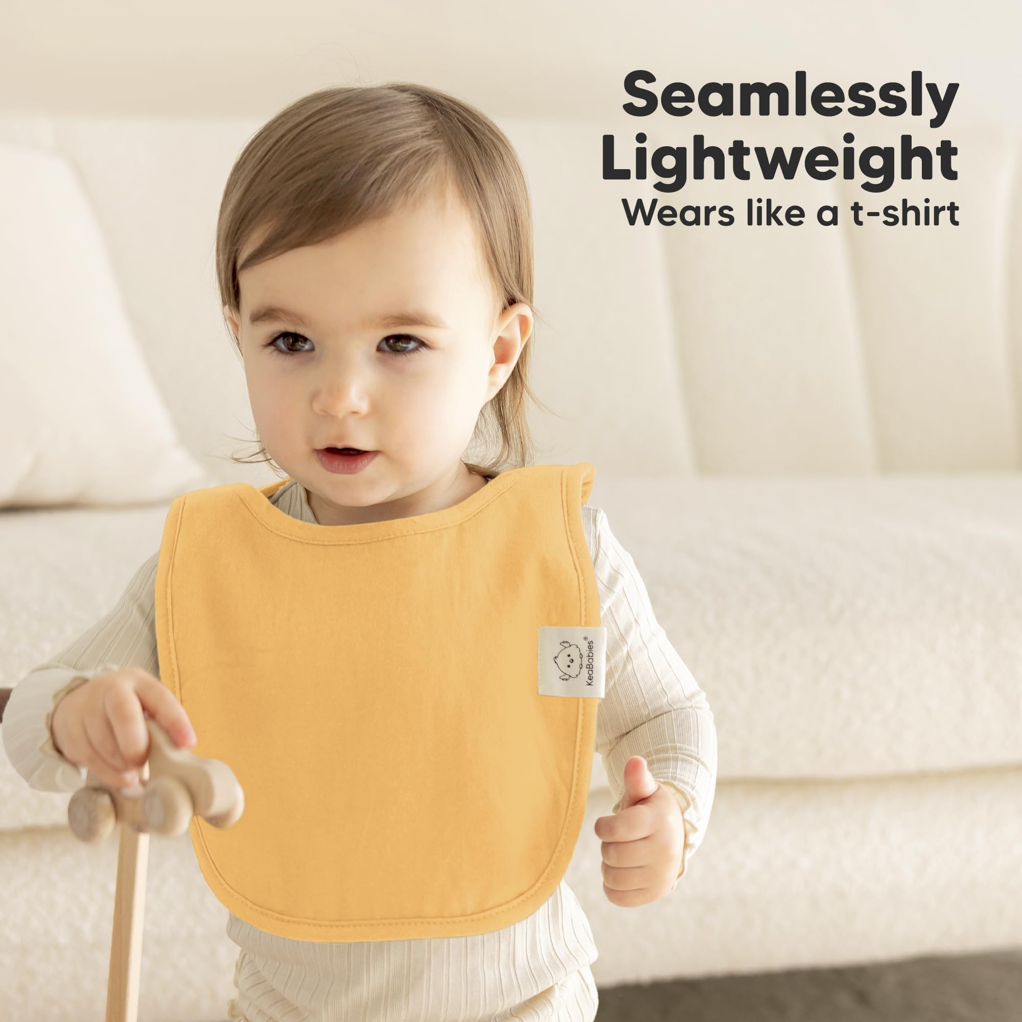 KeaBabies Hallo bib keeps cheeks dry with absorbent layers during teething.