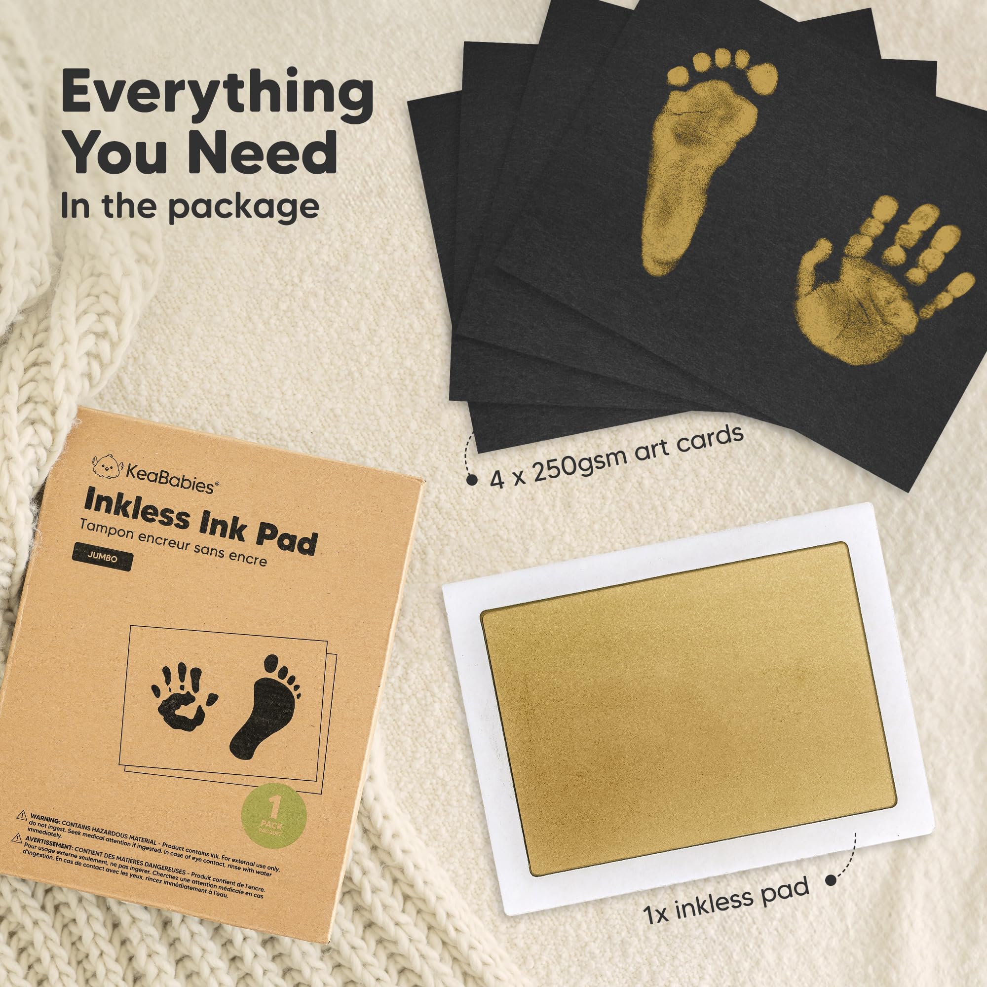 KeaBabies hand imprint on art card shows delicate details for keepsake display.