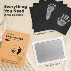 Newborn handprint captured with KeaBabies inkless pad on art card