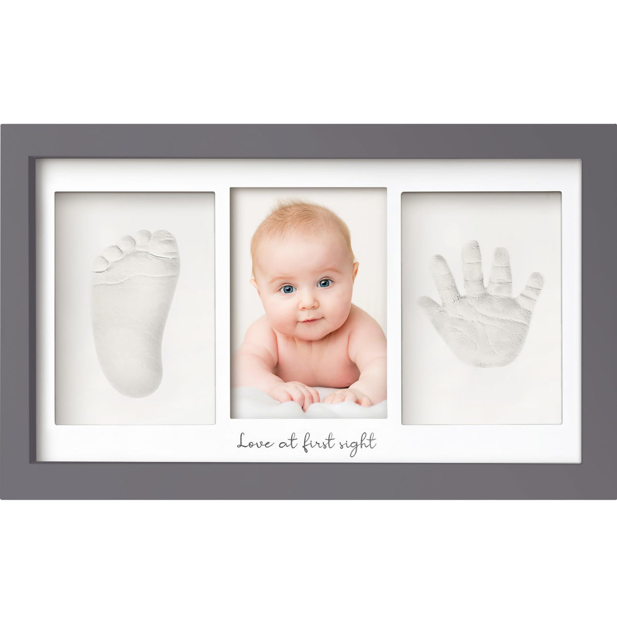 KeaBabies handprint frame in wood with glass showcases precious baby memories.