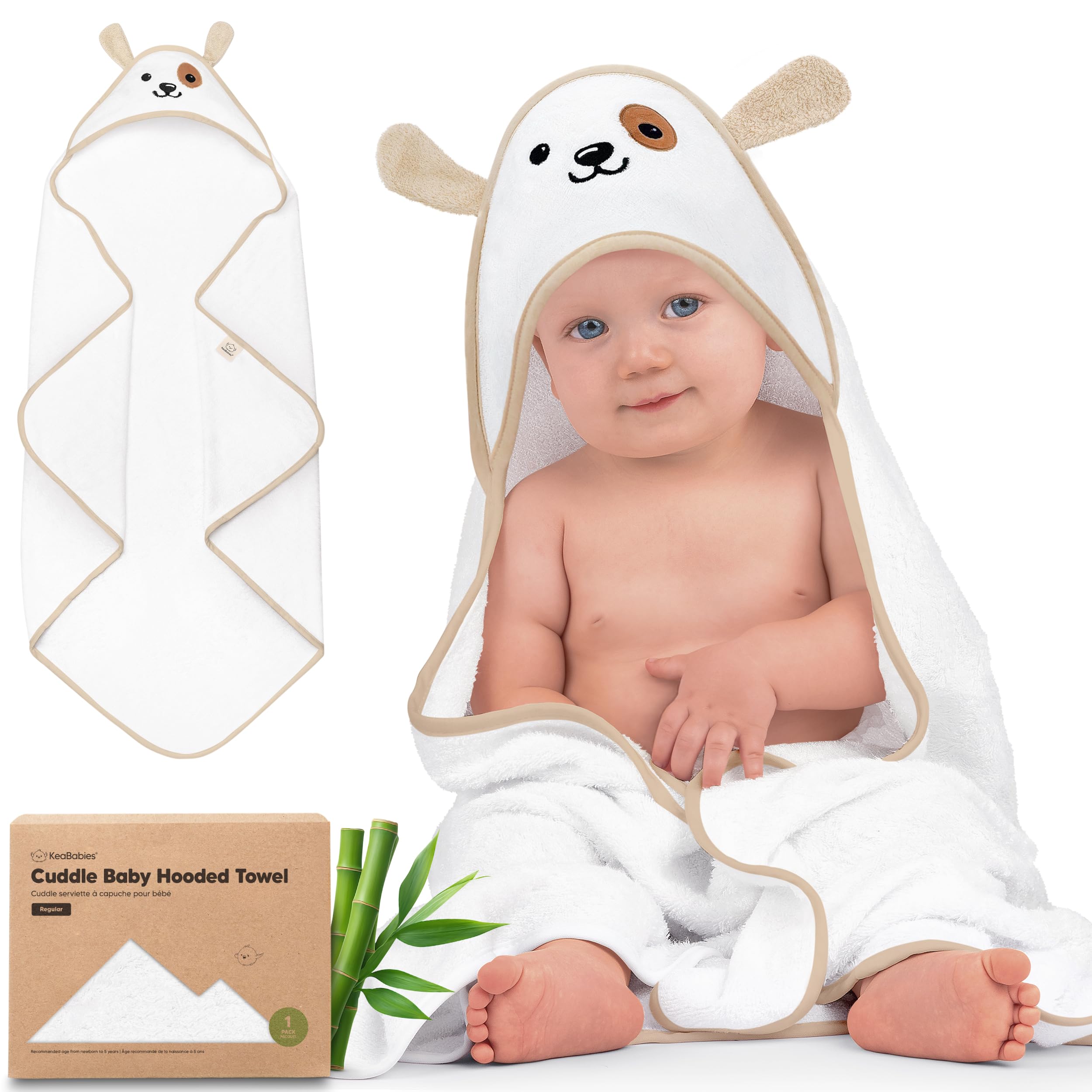 KeaBabies hooded towel 35x35 offers cozy newborn bath coverage.