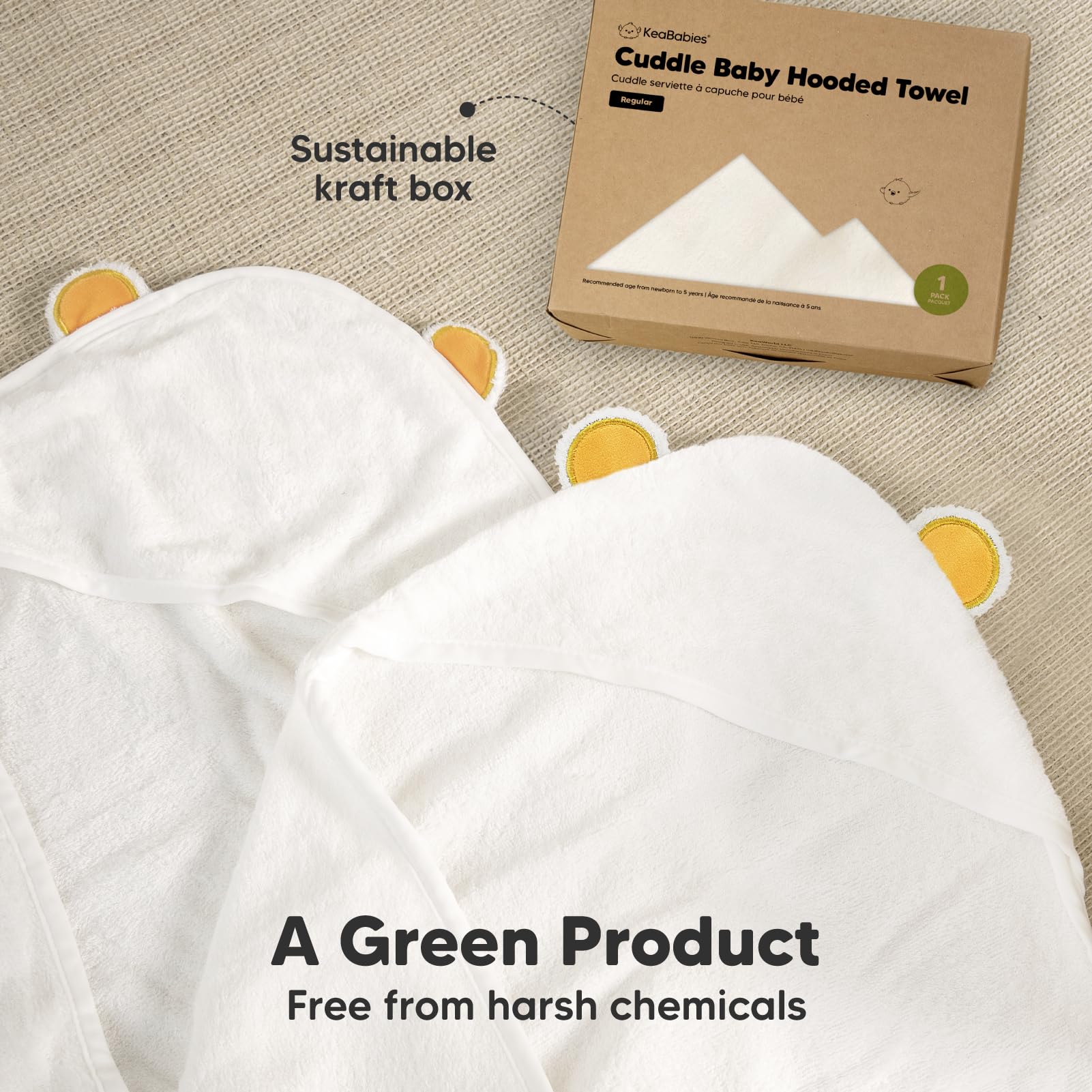 KeaBabies hooded towel is machine washable and dryer-friendly