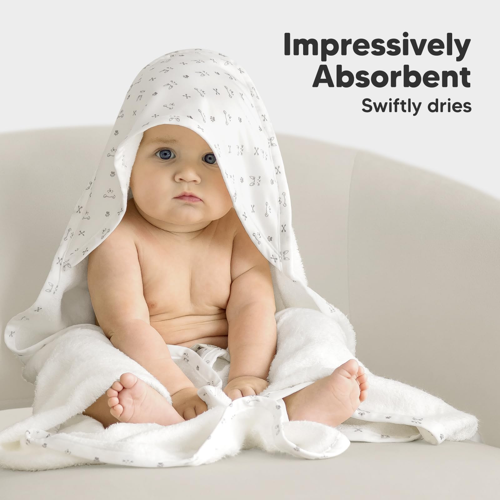 KeaBabies hooded design makes bath time cozy.