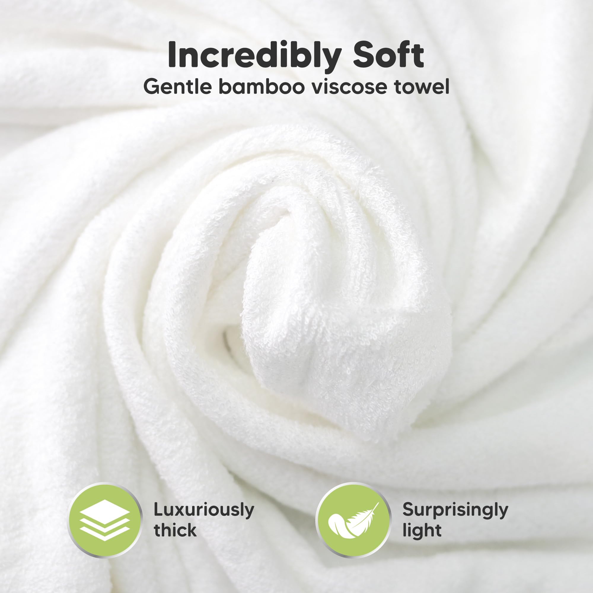 KeaBabies hooded towel in 35x35 inch size for full baby coverage.