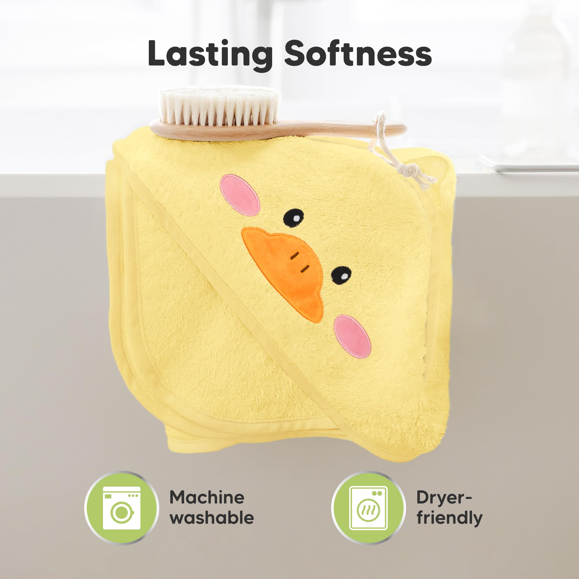 KeaBabies duck design adds playful appeal during bath time.