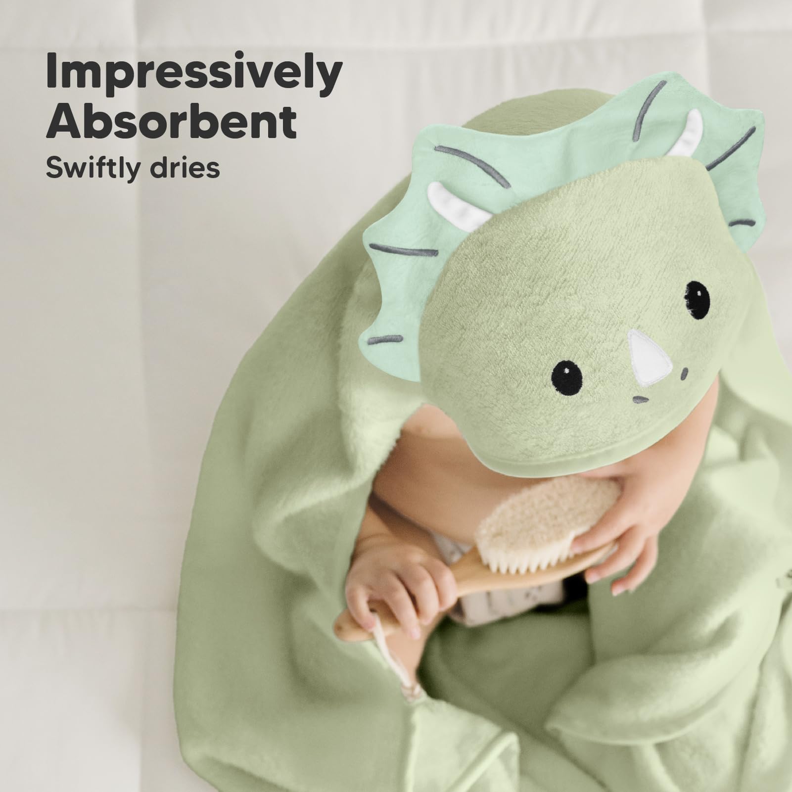 Keababies hooded towel bamboo viscose dries baby quickly.
