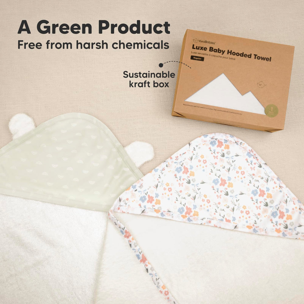 KeaBabies hooded towel aids quick, gentle drying after bath time.