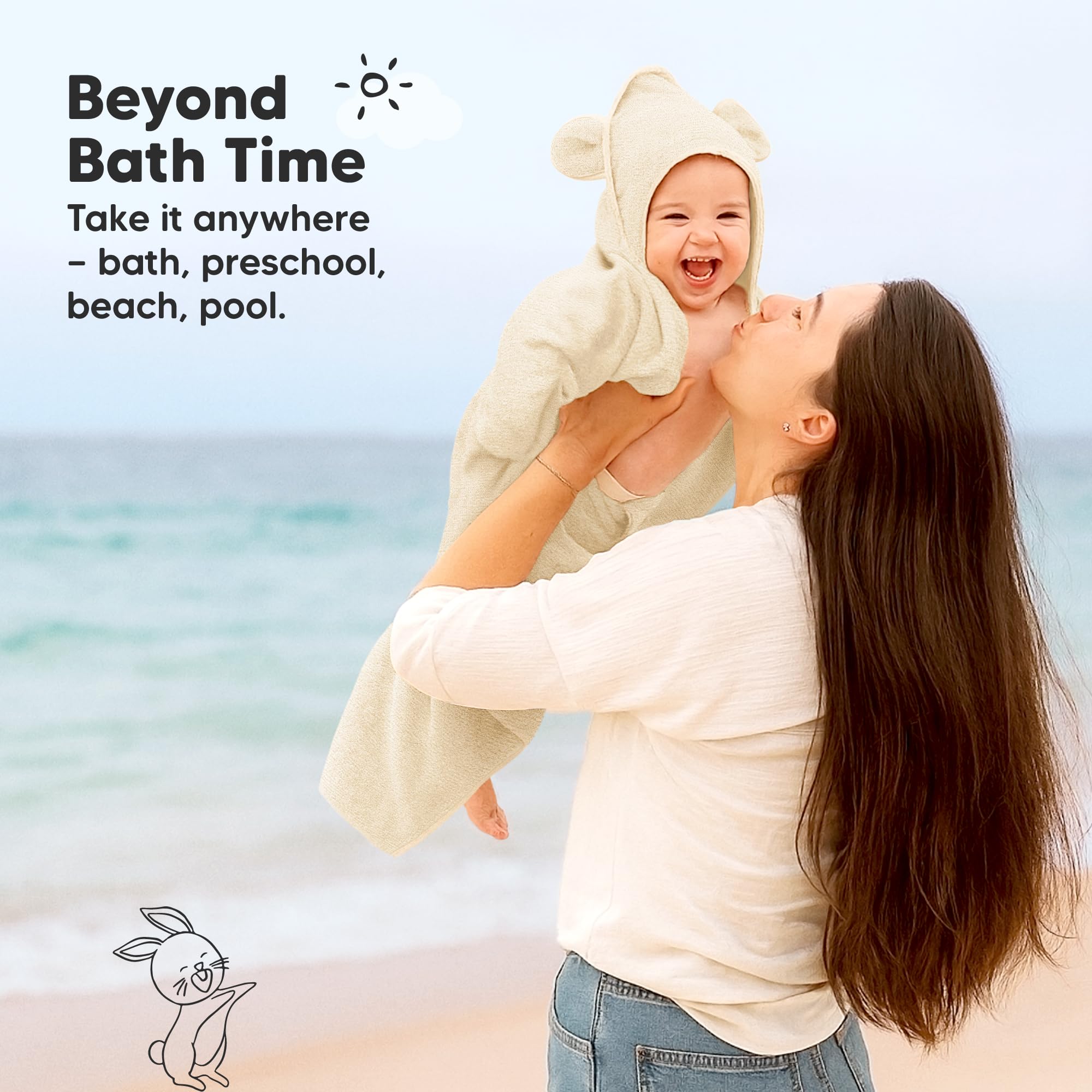 KeaBabies hooded towel travel-ready and foldable for trips.