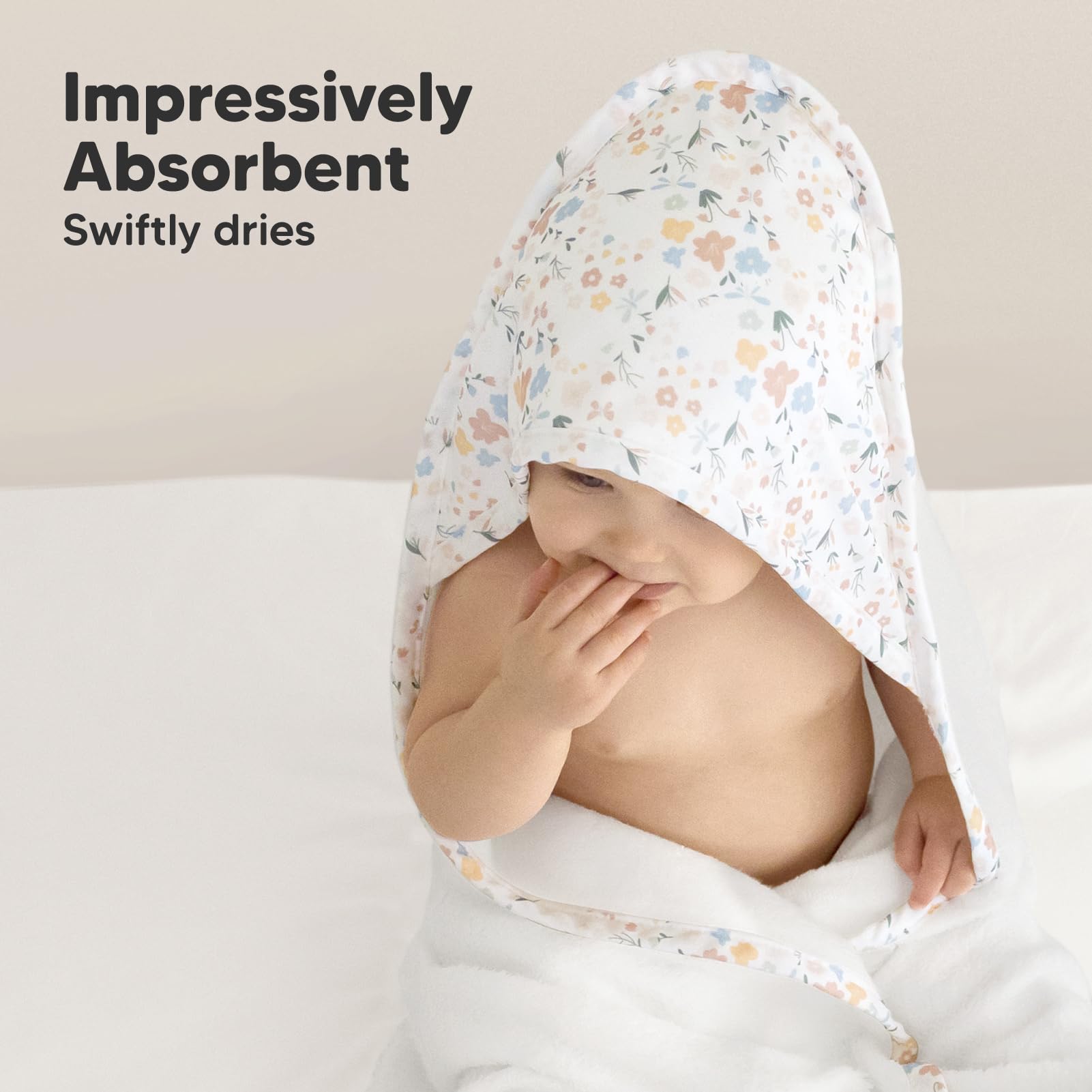 KeaBabies Wildflowers design hooded towel adds playful bath-time style.
