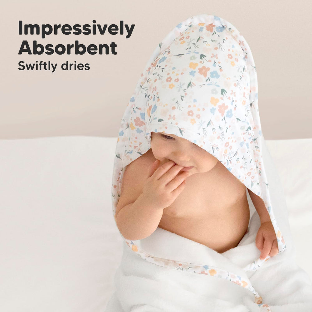 KeaBabies Wildflowers design hooded towel adds playful bath-time style.