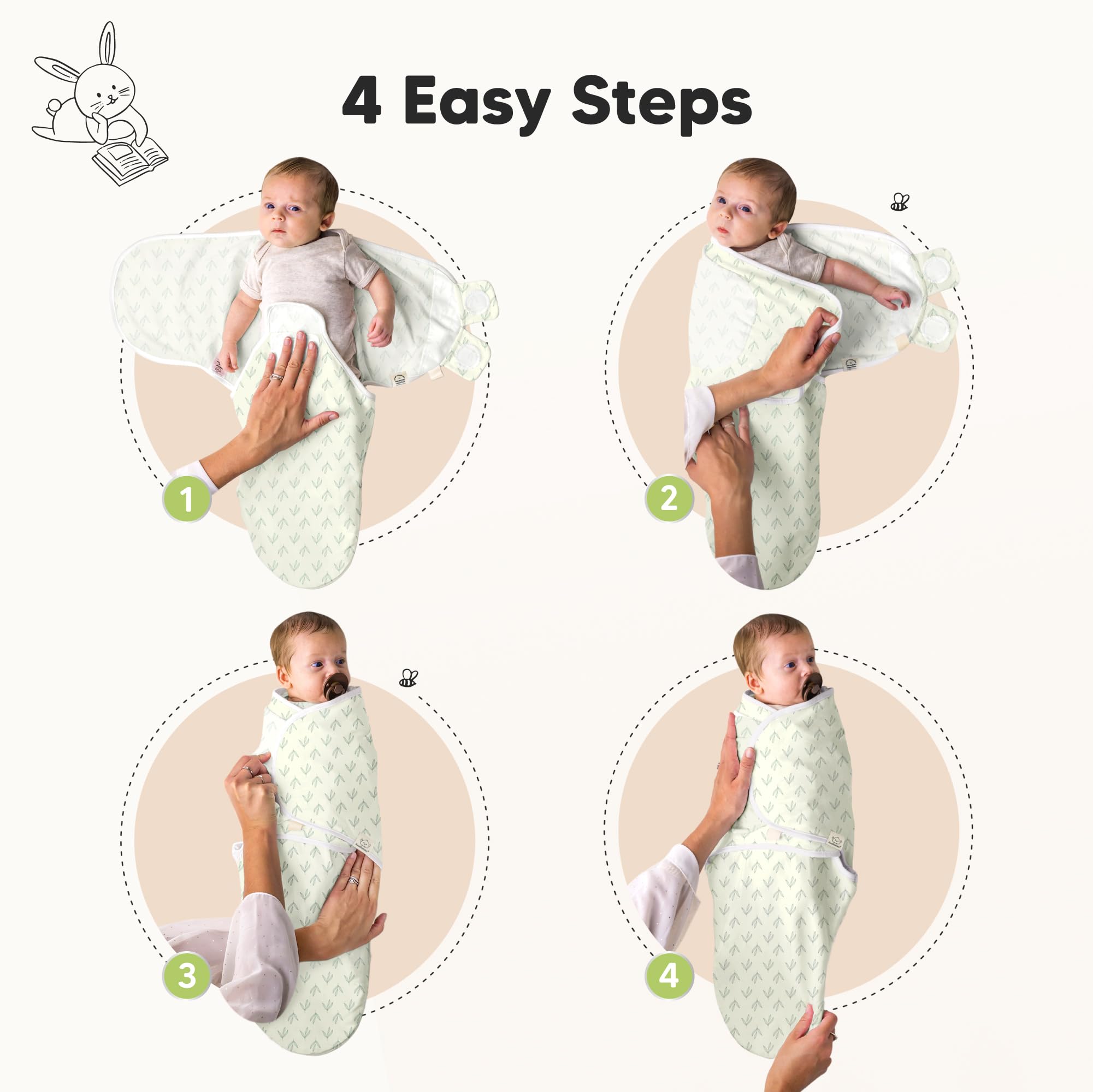 KeaBabies IHDI-certified ergonomic swaddle demonstrates hip-friendly positioning.
