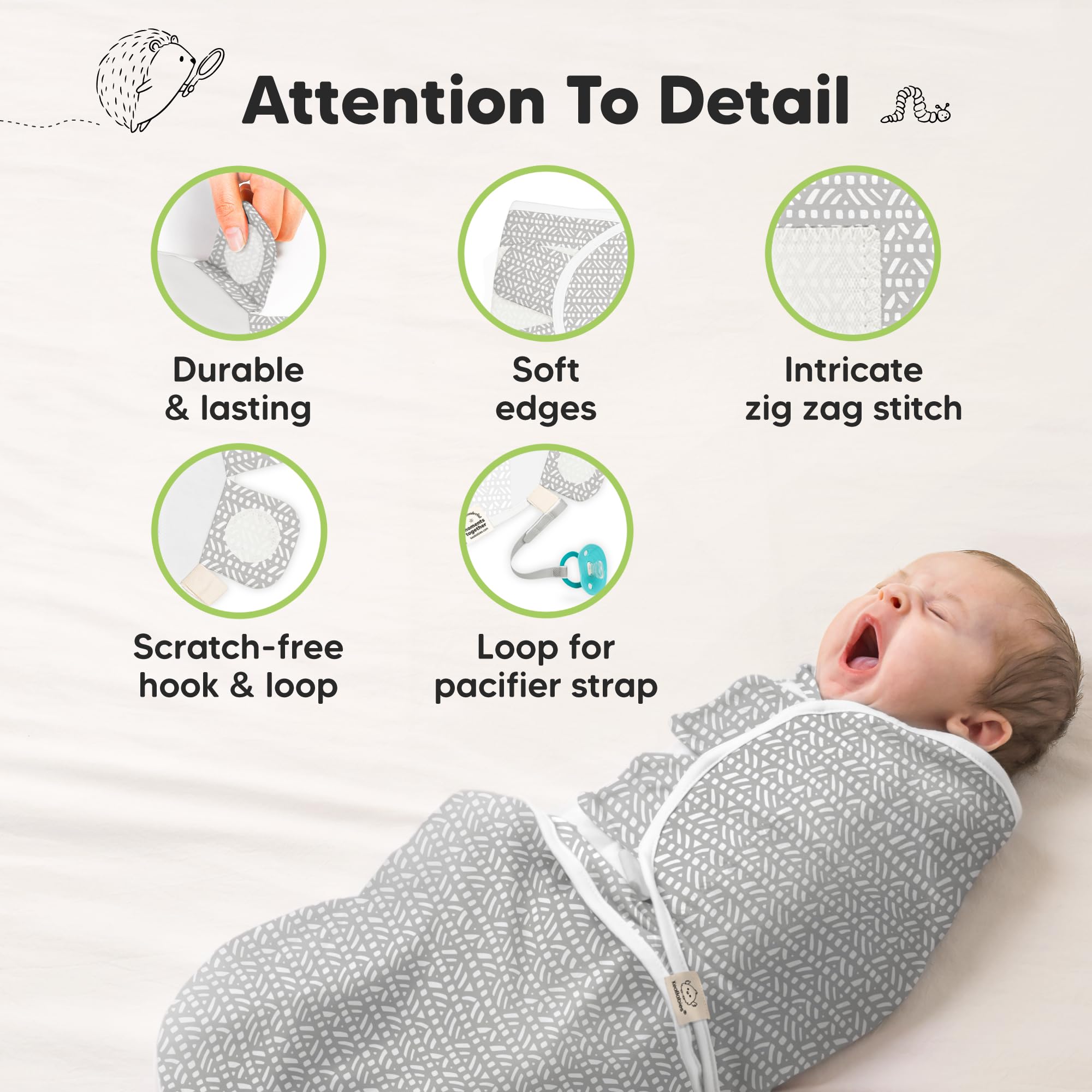 KeaBabies IHDI-certified hip-friendly design for ergonomic support
