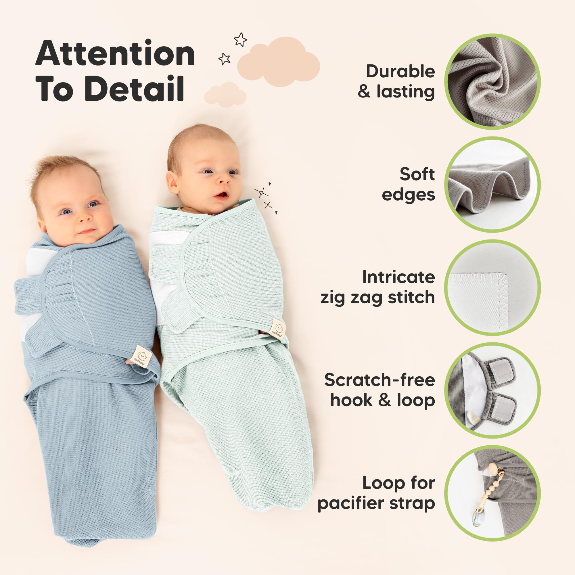 KeaBabies Hip-friendly design aligned with IHDI guidelines for babies.