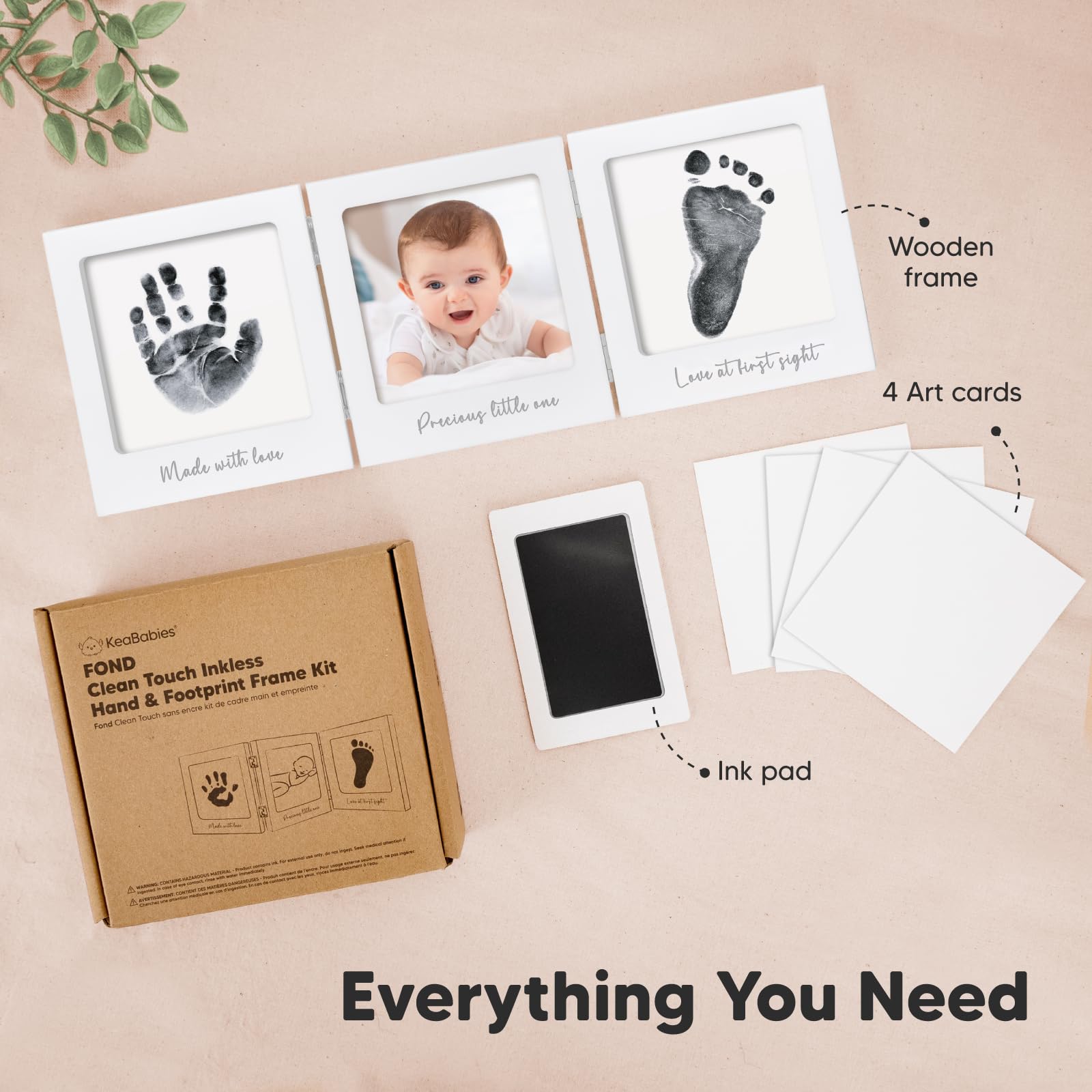 KeaBabies inkless footprint kit preserves delicate feet with minimal mess for precious nursery art.