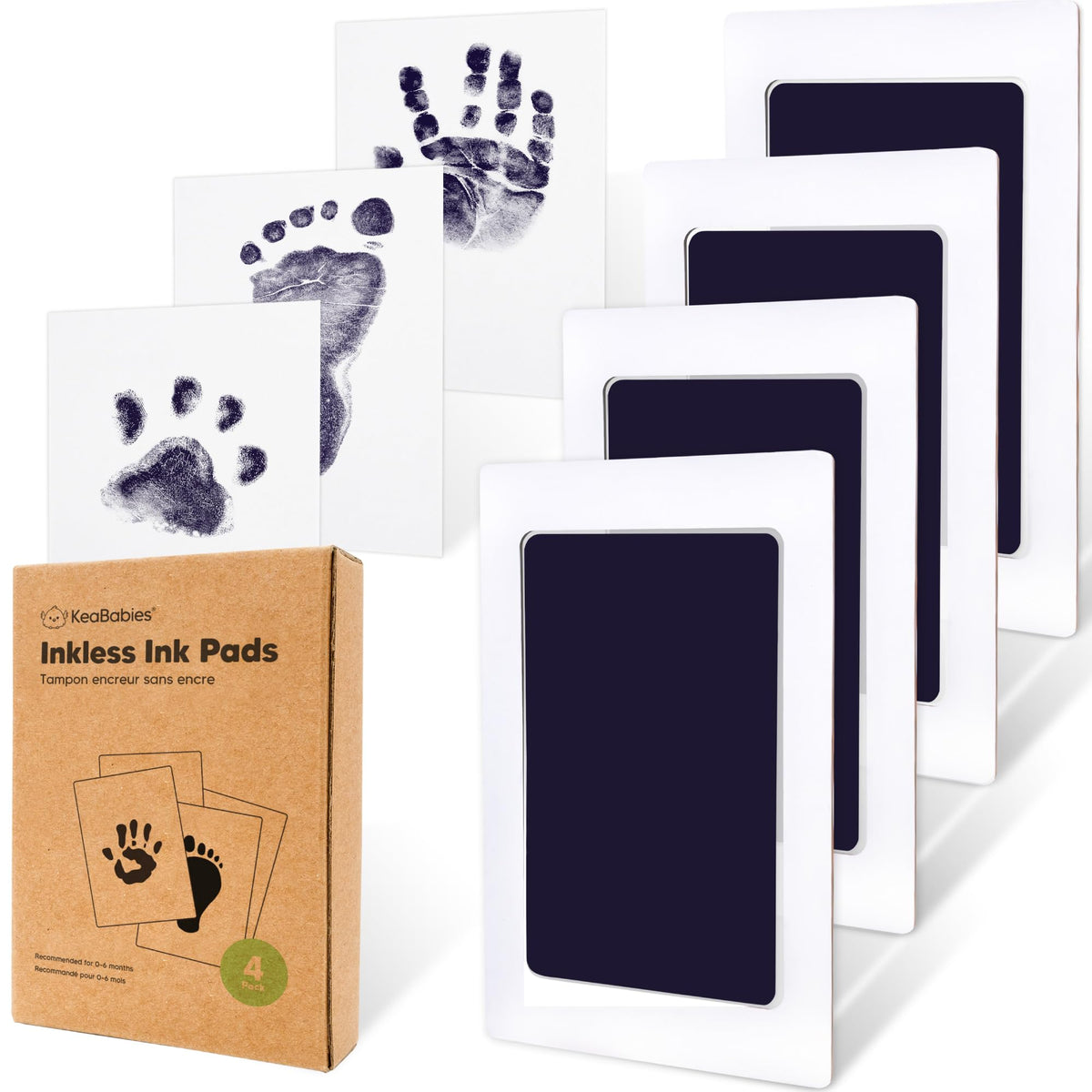 KeaBabies inkless handprint pad keeps newborn hands clean for keepsakes.