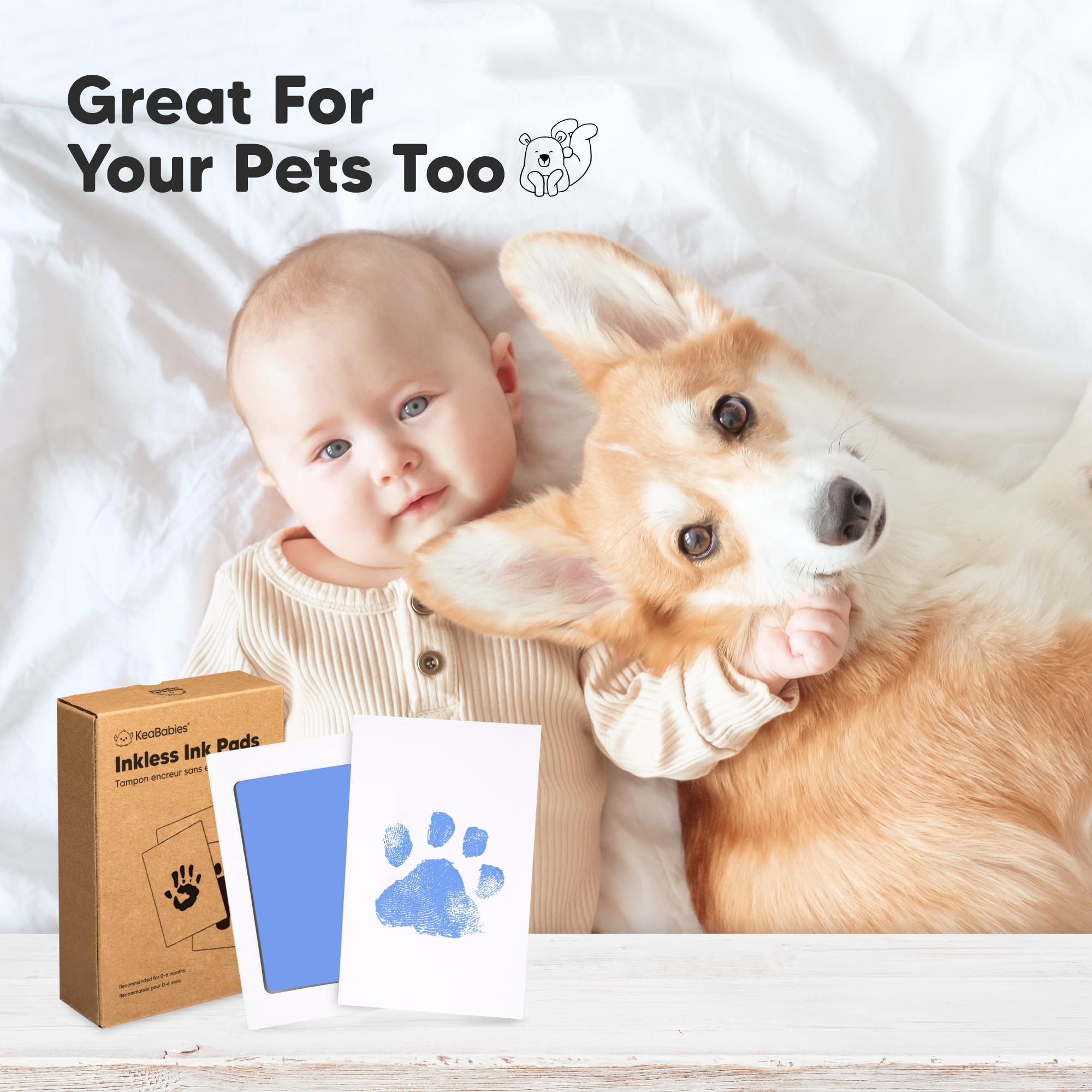 KeaBabies inkless kit clean-touch ink pad design for safe use