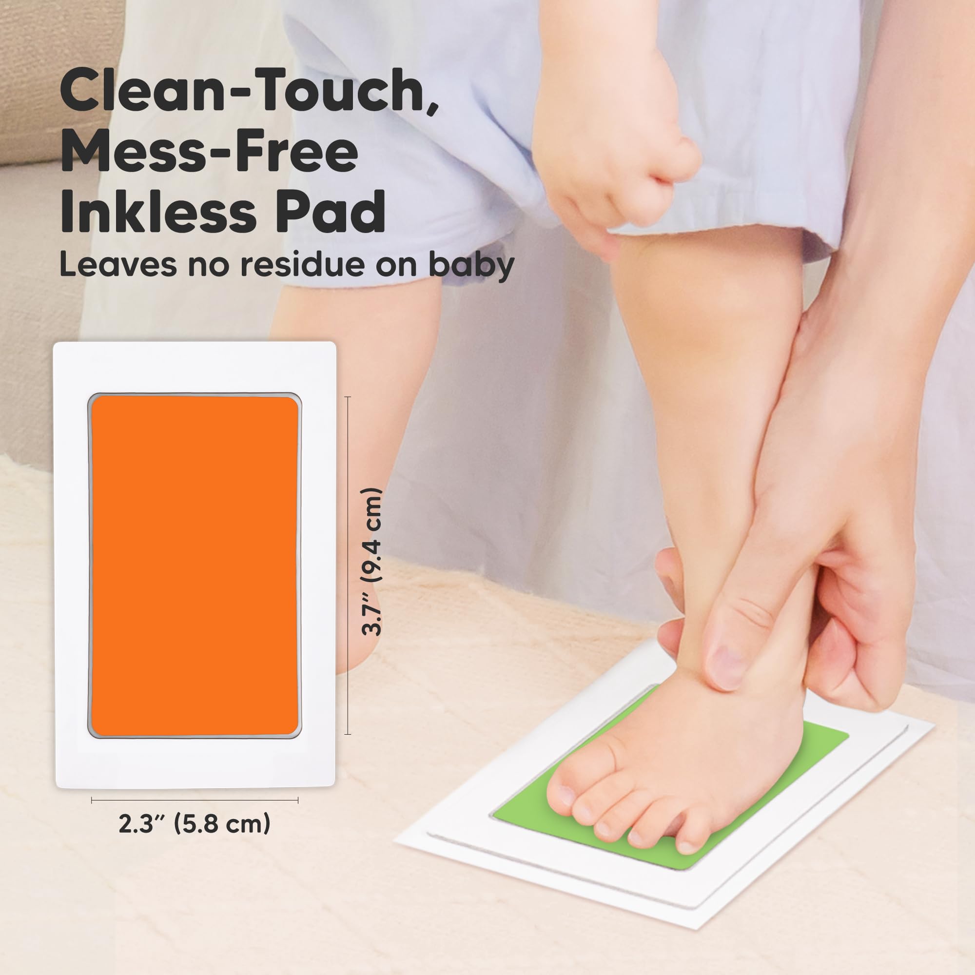 KeaBabies inkless kit footprint on card shows easy newborn keepsake creation