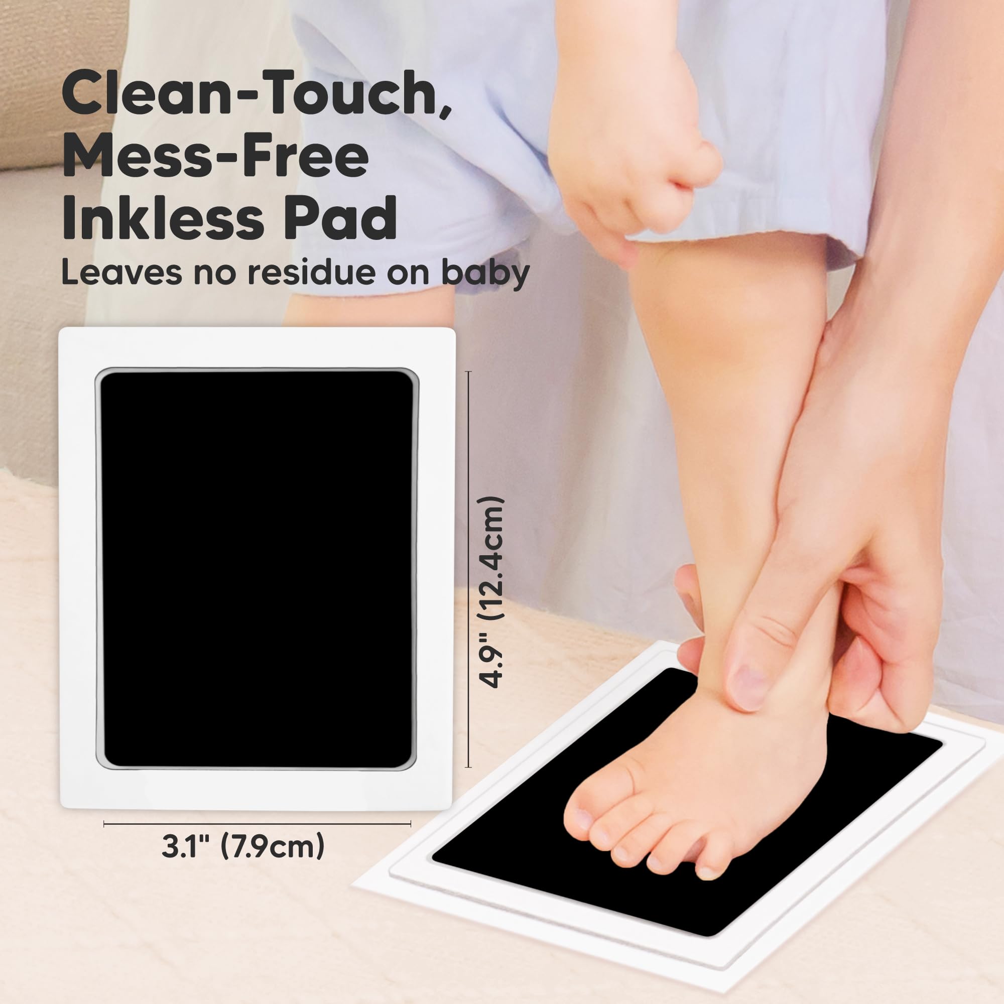 KeaBabies inkless kit footprint: preserves newborn feet cleanly for lasting memories.
