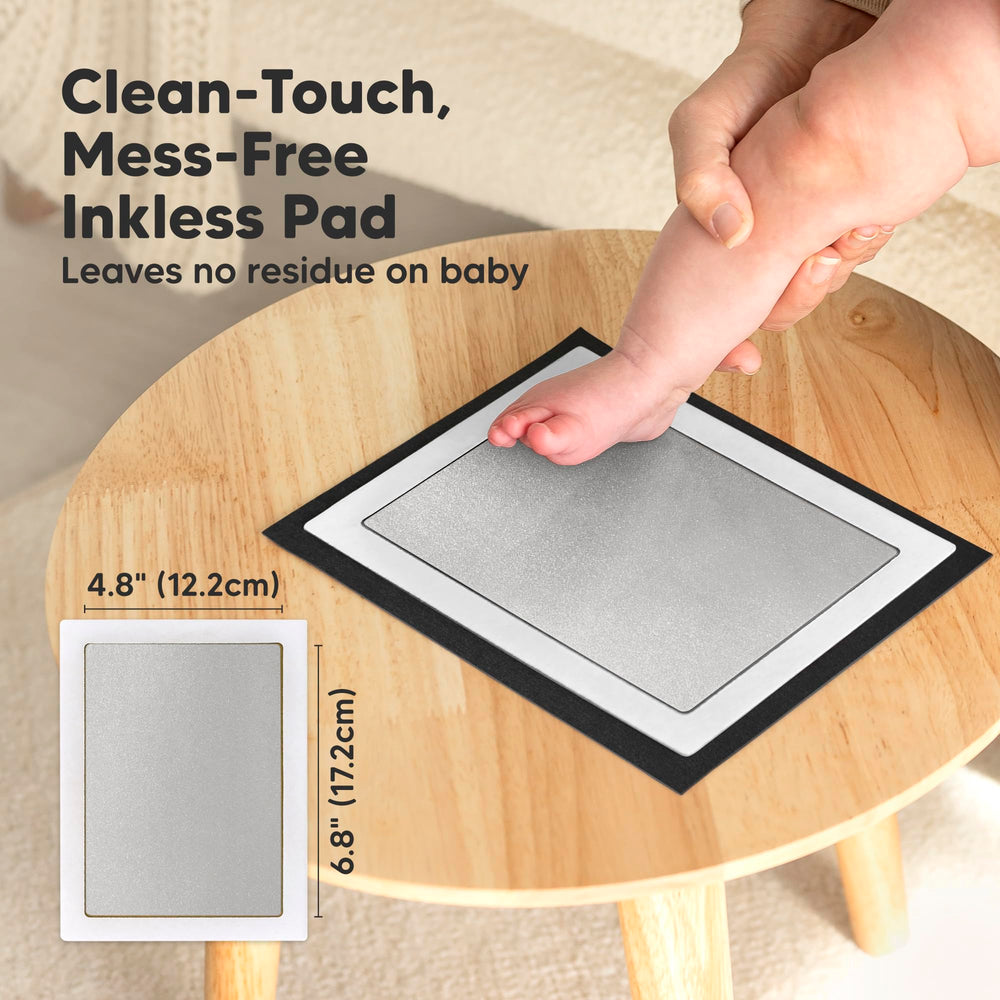 Close-up of KeaBabies clean touch ink pad highlighting residue-free impressions