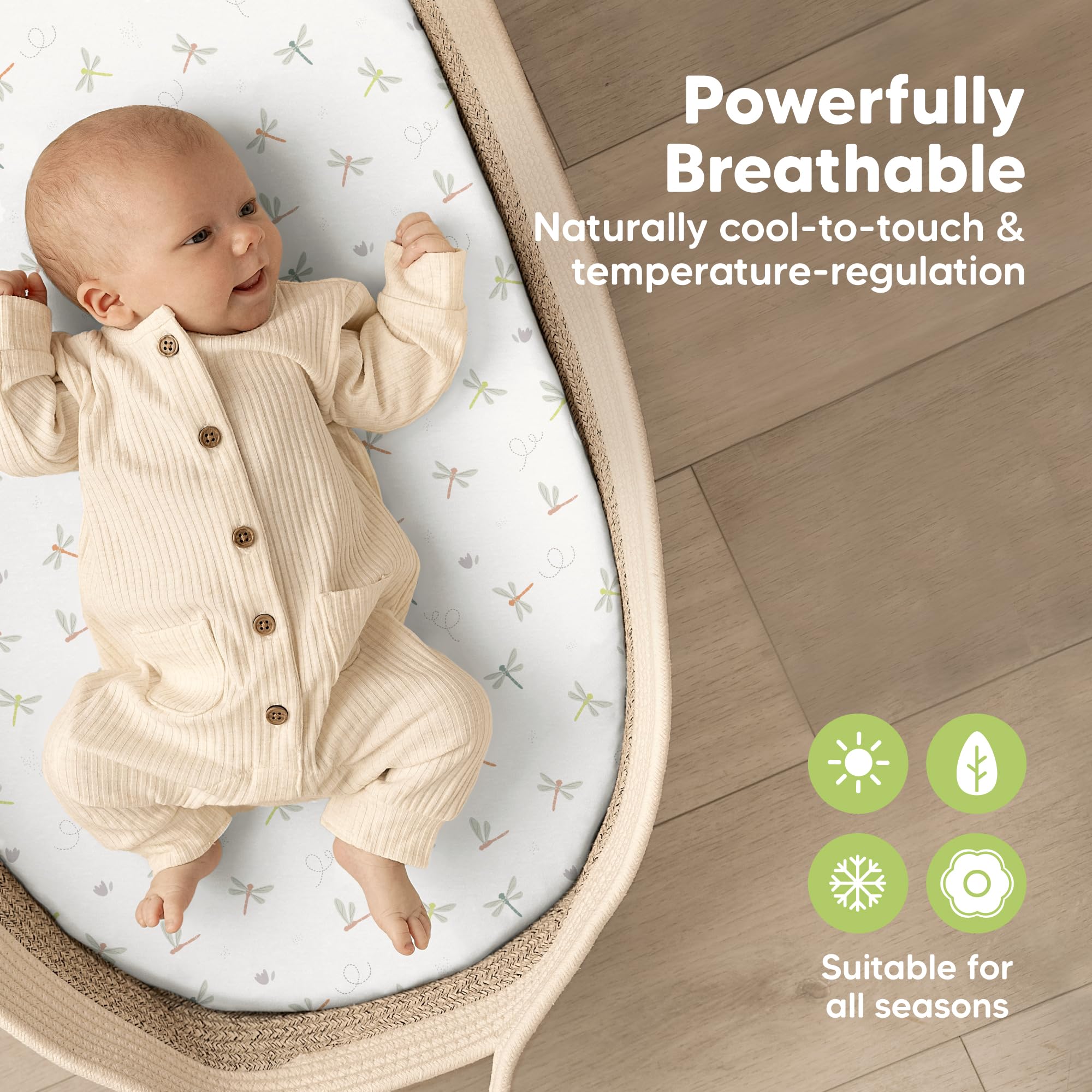KeaBabies Isla sheet easy on and off with SnugFit tech