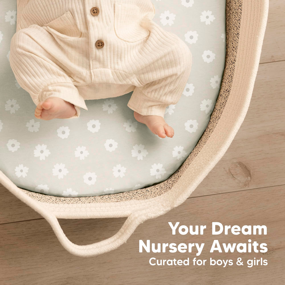 KeaBabies Isla sheet fits hourglass and oval bassinet shapes