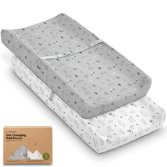KeaBabies Isla Woodland changing pad cover on a contoured pad with a secure fit