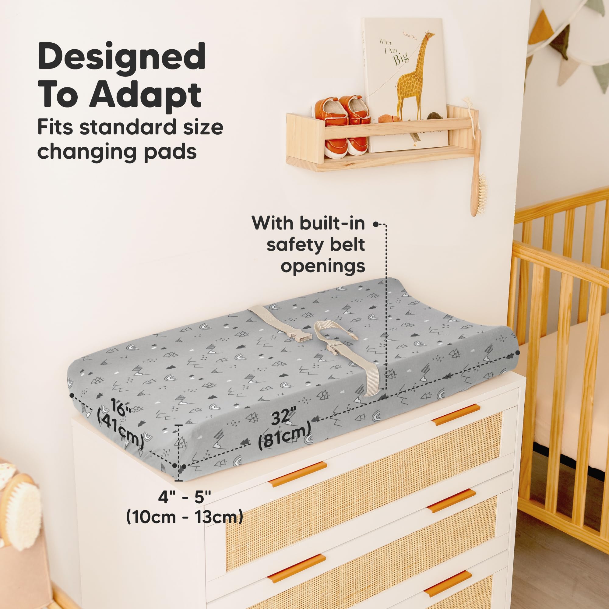 KeaBabies changing pad cover shown as easy-care and quick wash