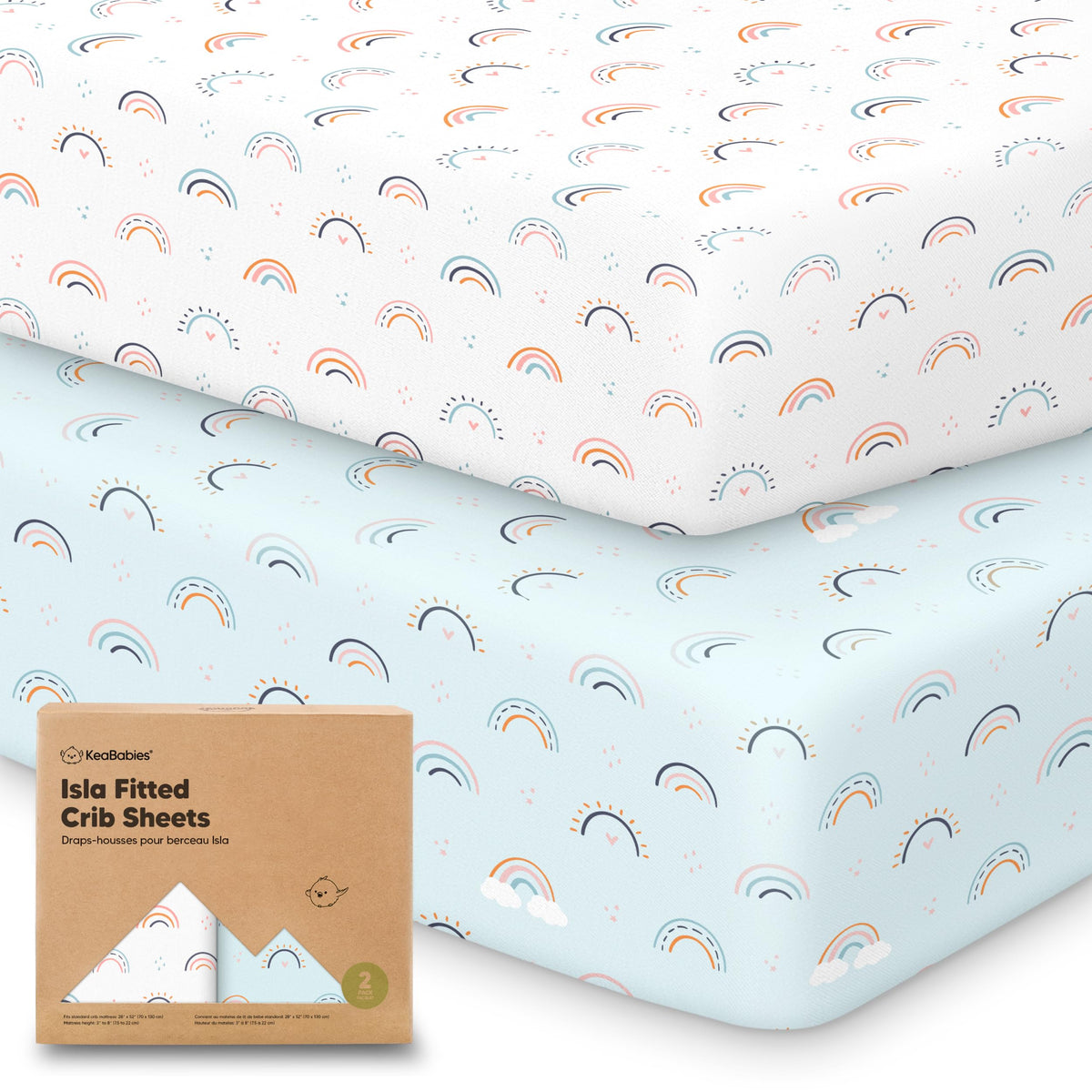 KeaBabies Isla fitted crib sheet on a 52x28 mattress with a snug, secure fit.