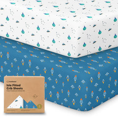 KeaBabies Isla fitted crib sheet on a standard 52x28 mattress showing the soft bamboo fabric