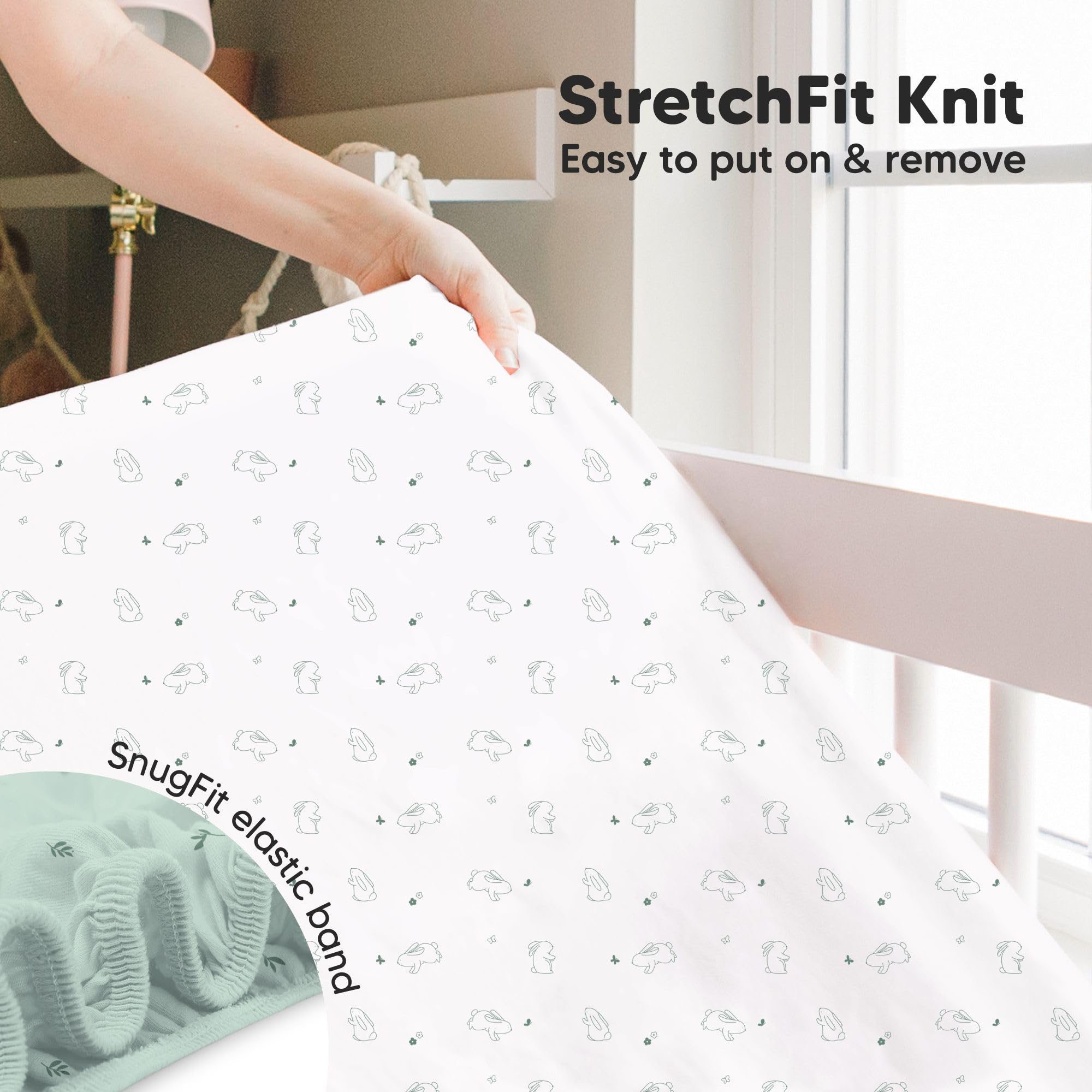 KeaBabies Isla fitted sheet fits standard 52x28 crib mattresses.