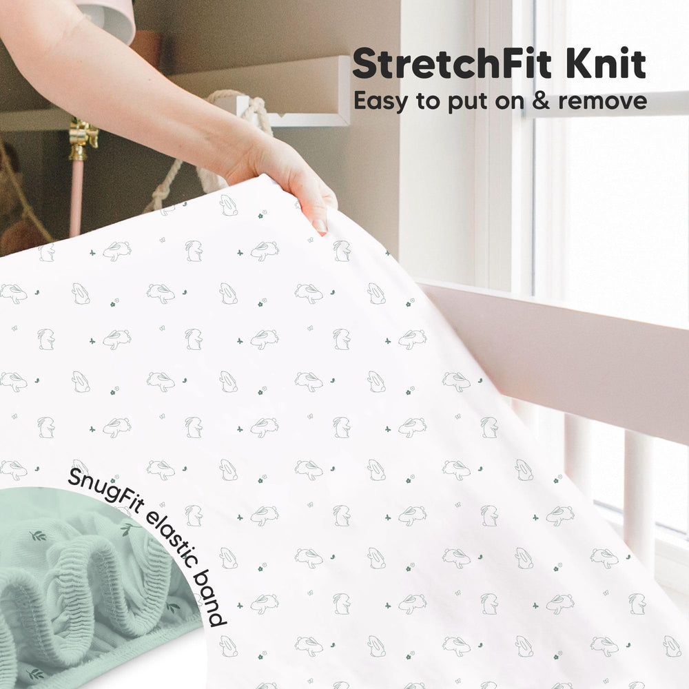 KeaBabies Isla fitted sheet fits standard 52x28 crib mattresses.