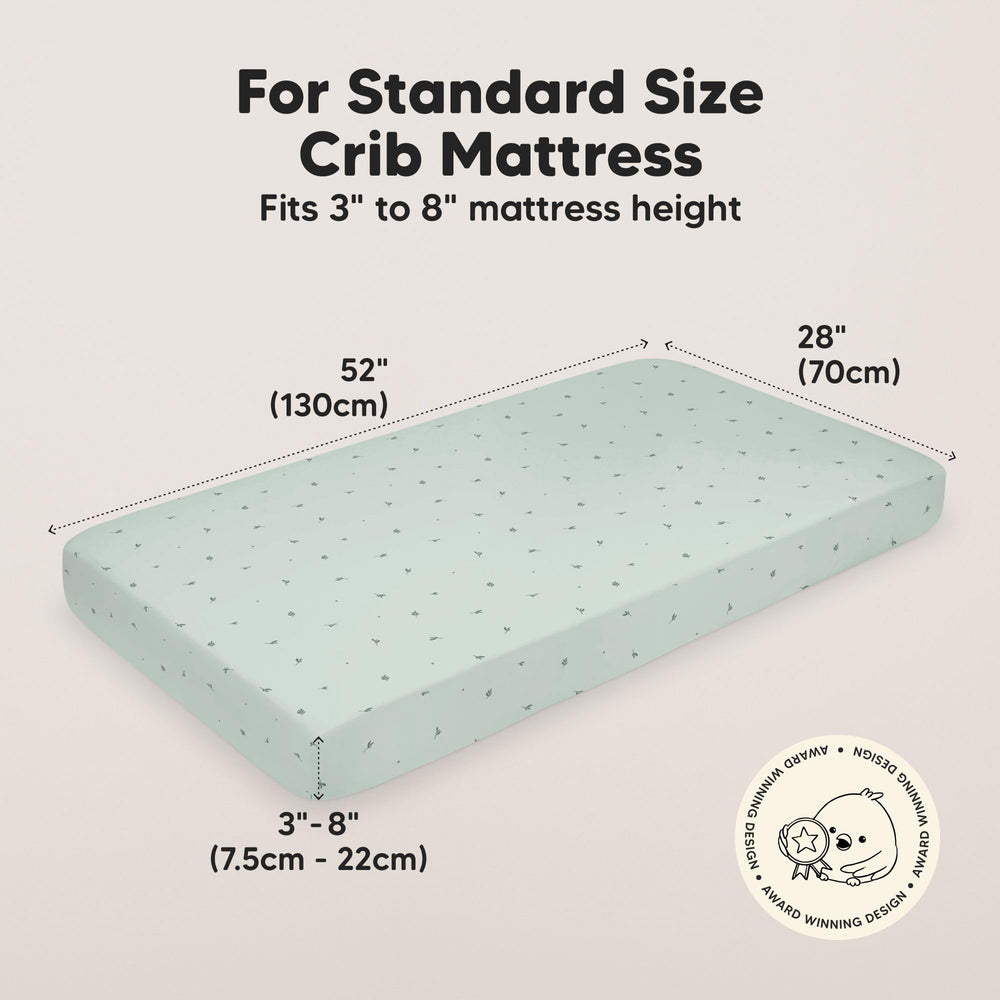 KeaBabies Isla sheet with SnugFit technology for easy bedding changes.