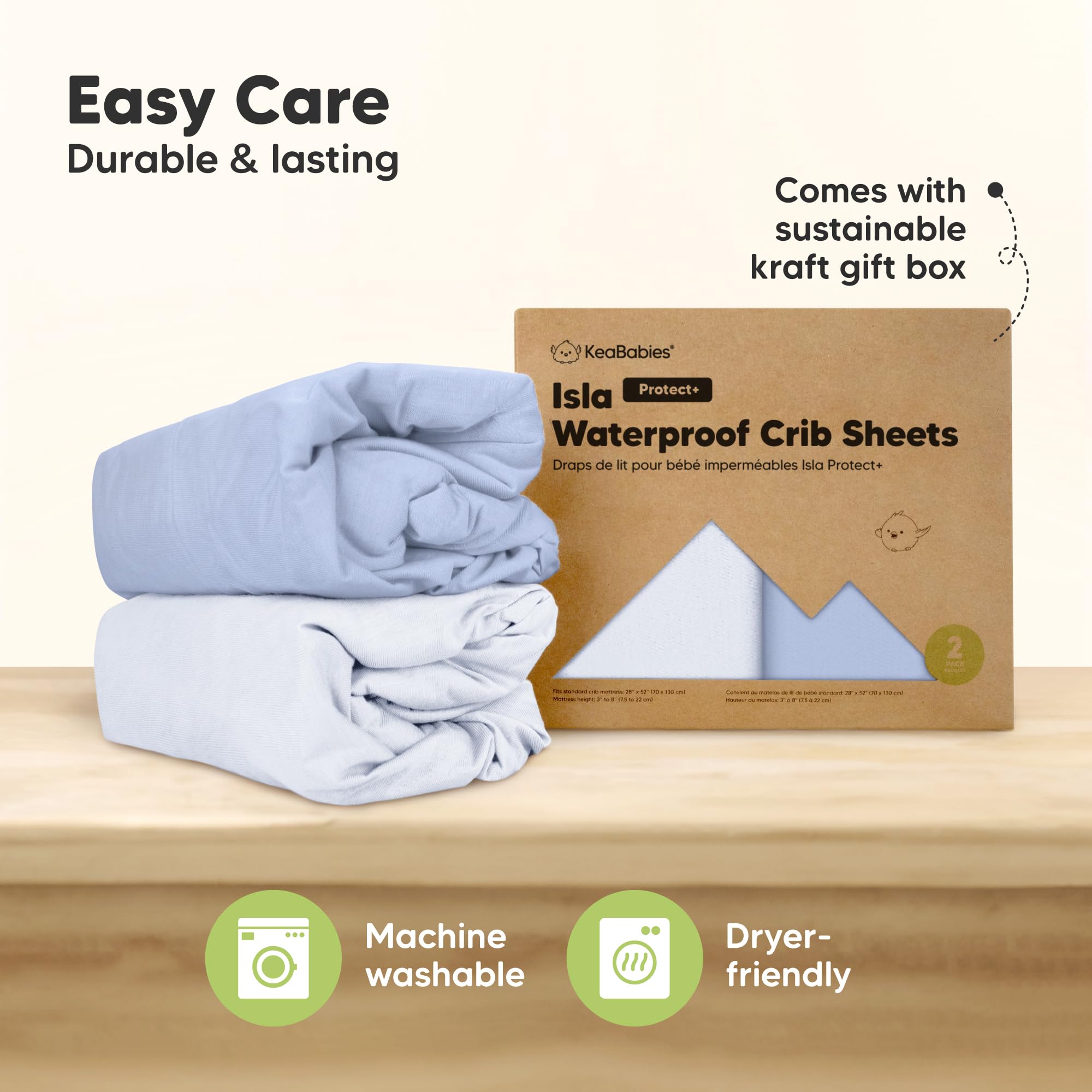 KeaBabies Isla Protect+ neutral nursery ambience complements any crib decor