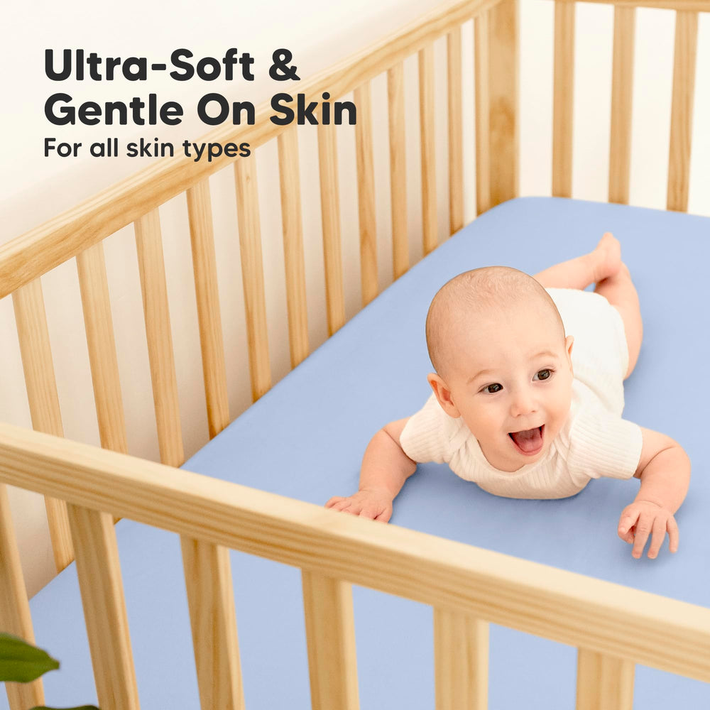 KeaBabies Isla Protect+ snugfit-band closeup showing secure, wrinkle free sleep surface