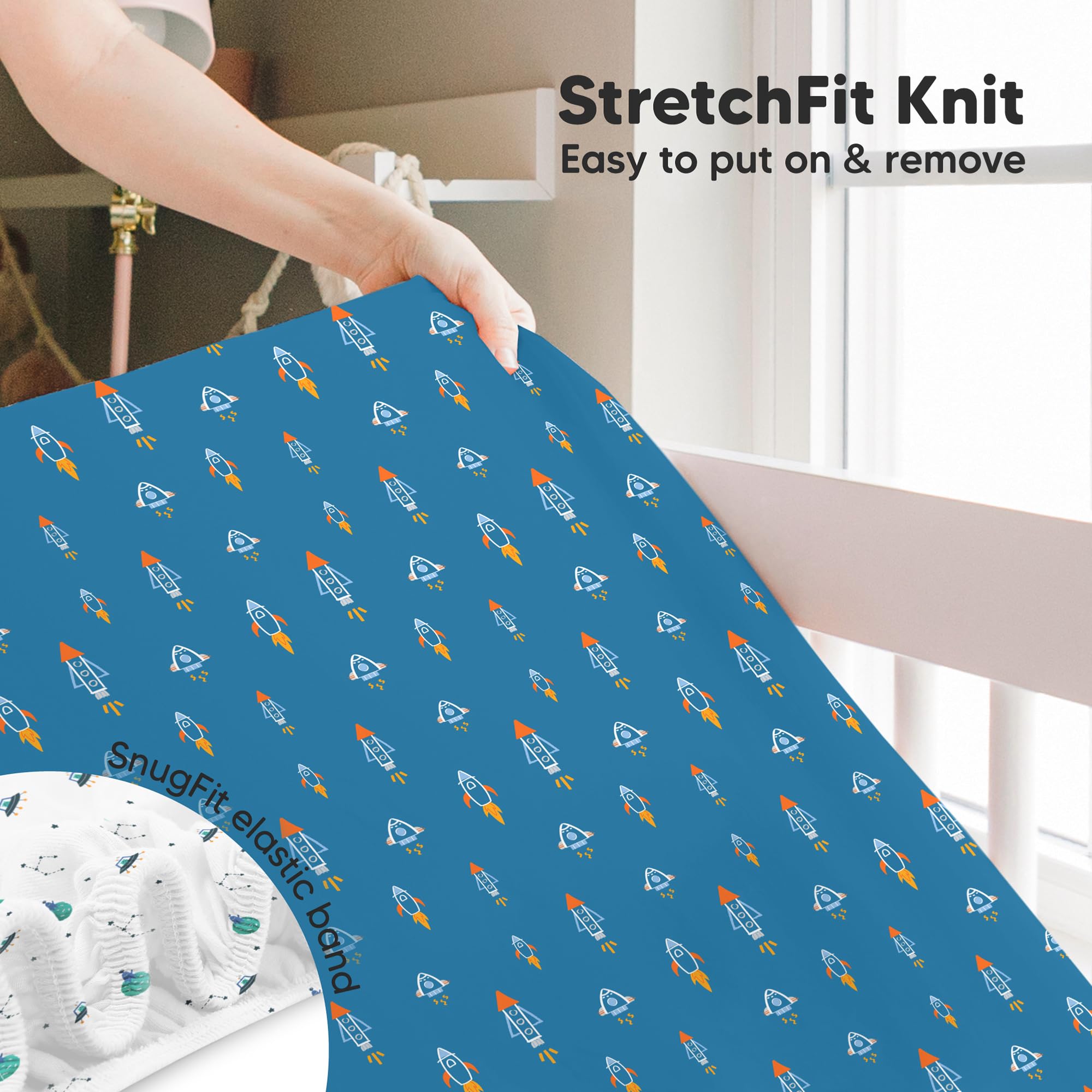 KeaBabies Isla two-pack crib sheets ready for nursery use
