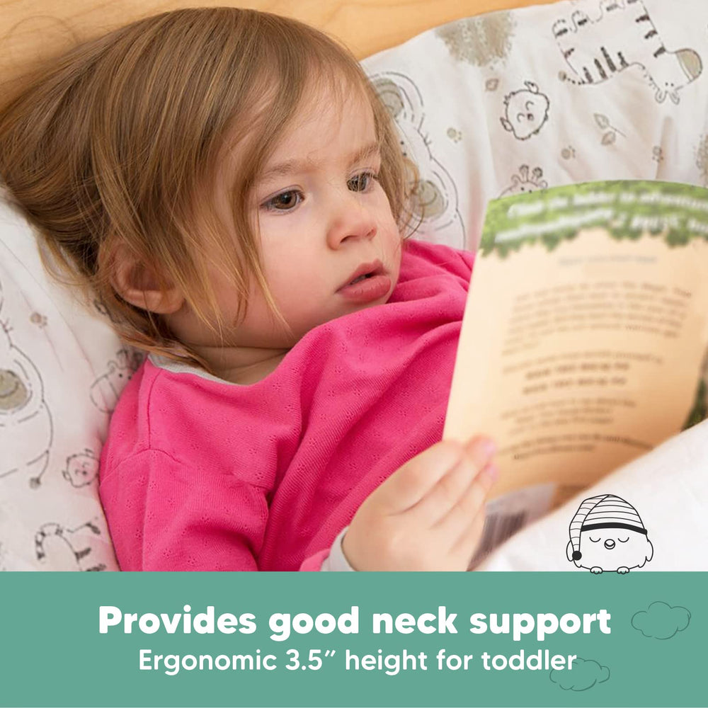 KeaBabies travel-ready toddler pillow used during a nap on the go