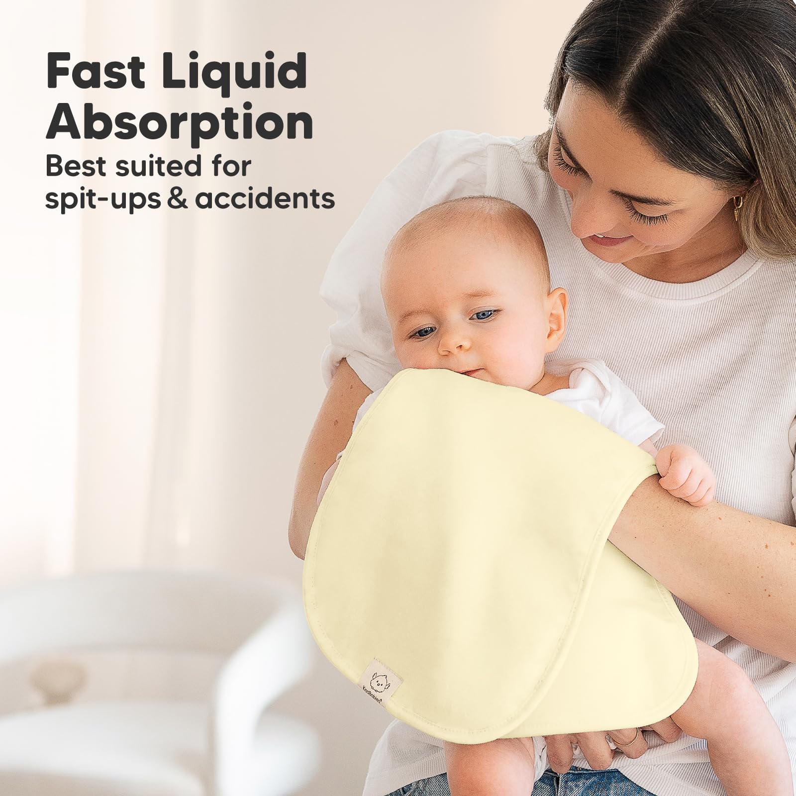 Large 21x10 inch burp cloths provide broad coverage during feeding.
