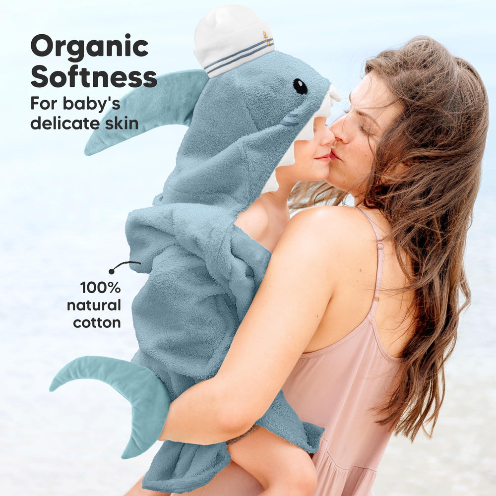 KeaBabies large hooded towel demonstrates generous size for growing babies