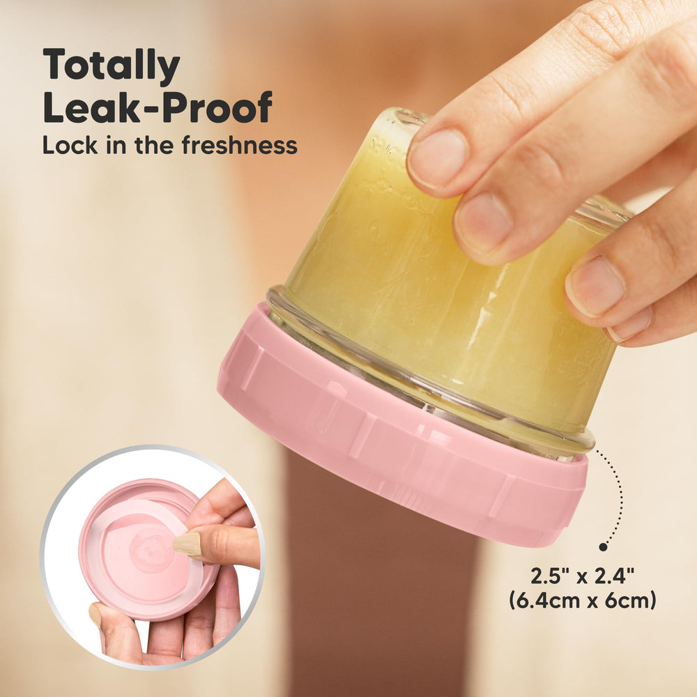 KeaBabies leak-proof jar seal with silicone ring prevents spills.