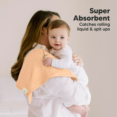 KeaBabies Lumi burp cloths flat lay with generous 20x10 inch size for full coverage.