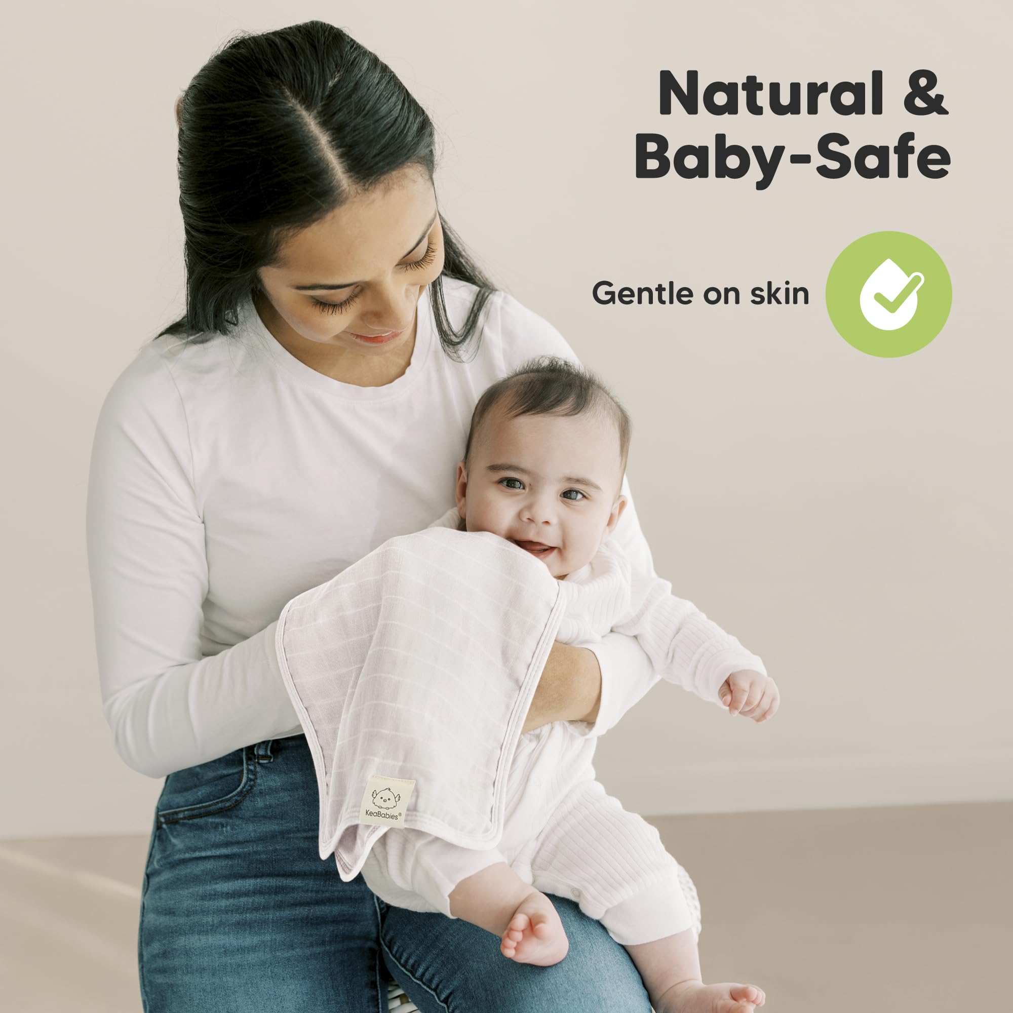KeaBabies Lumi burp cloth in gender-neutral palette for any nursery.